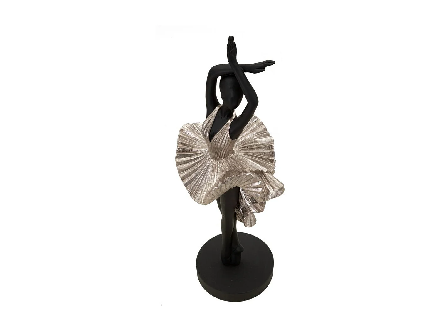 Beeldhouwwerk Danser 4, Zwart, 17x14x43 cm, Seven Design