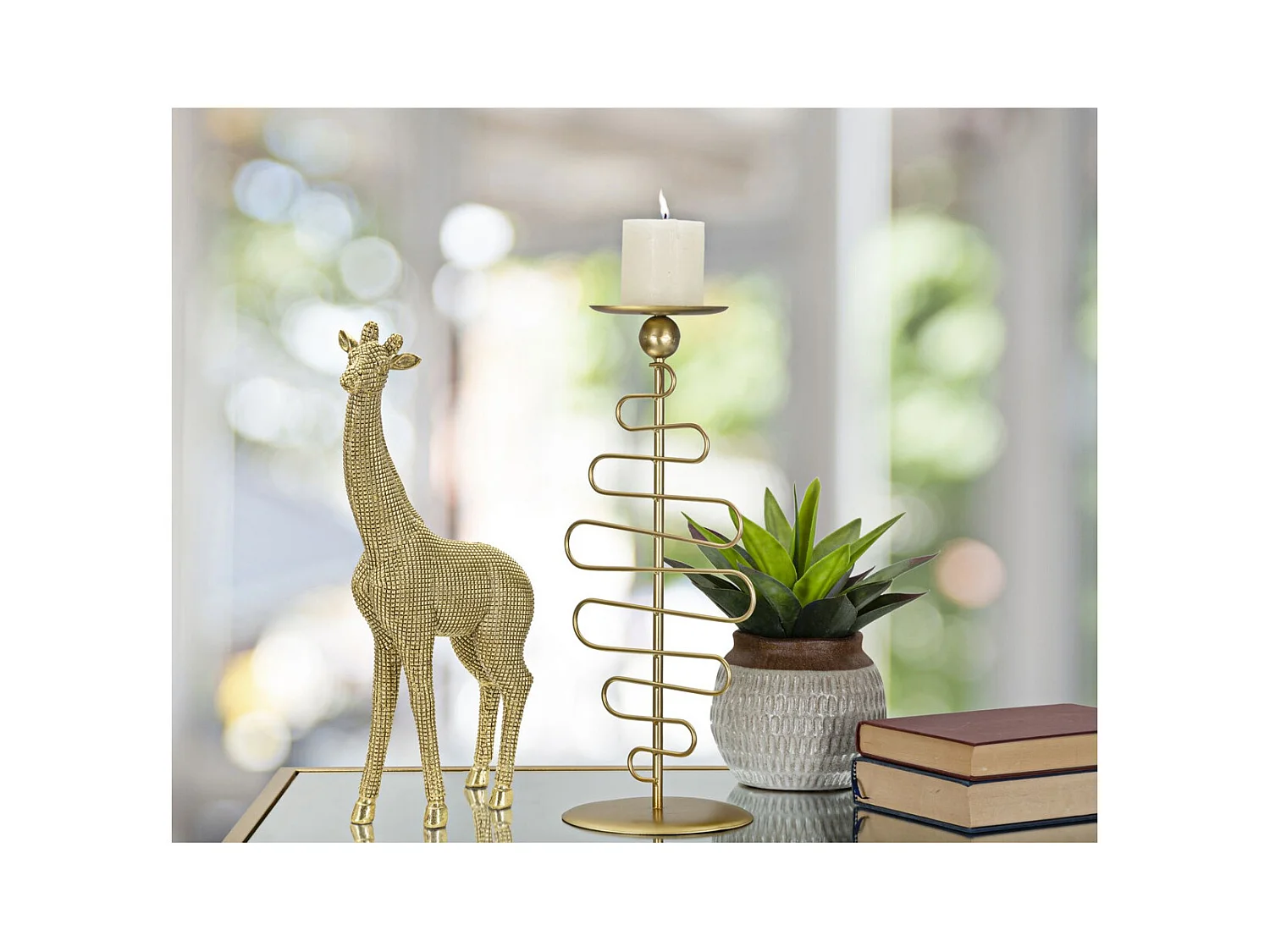 Escultura Girafa 1, Ouro, 19,8x8x40 cm, Epikasa