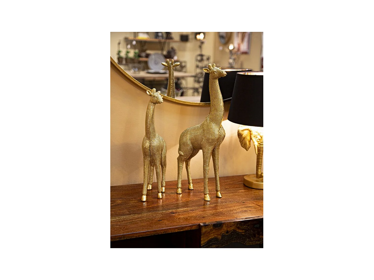 Escultura Girafa 1, Ouro, 19,8x8x40 cm, Epikasa