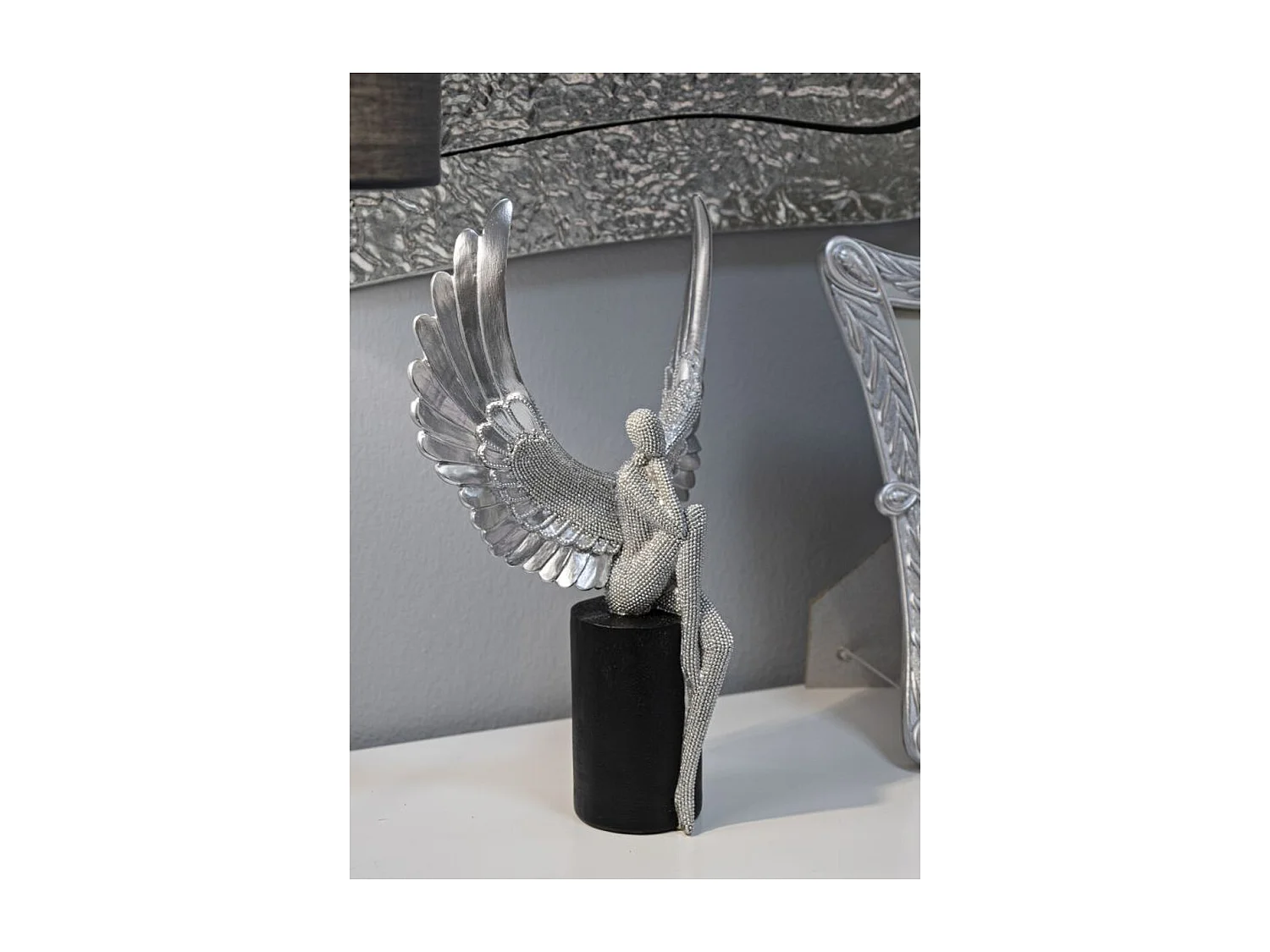 Beeldhouwwerk Feniks 1, Zilver, 24x8x34 cm, Seven Design