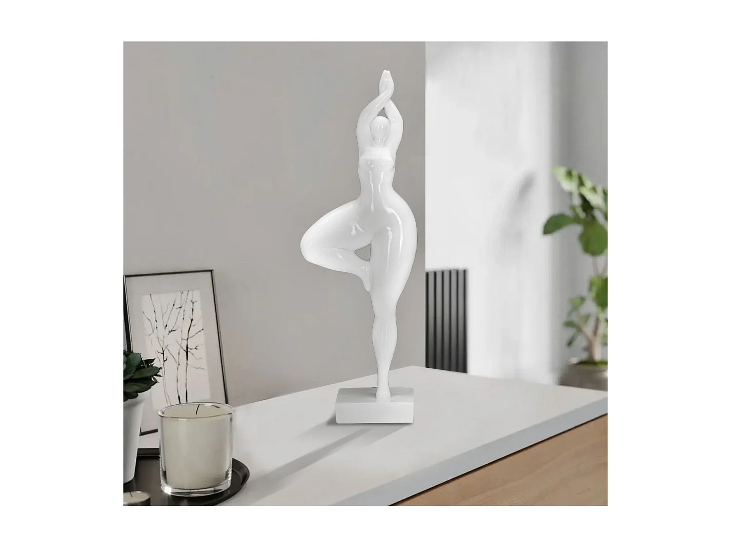 Sculpture MF374, Blanc, 16x9x45,8 cm, Seven Design