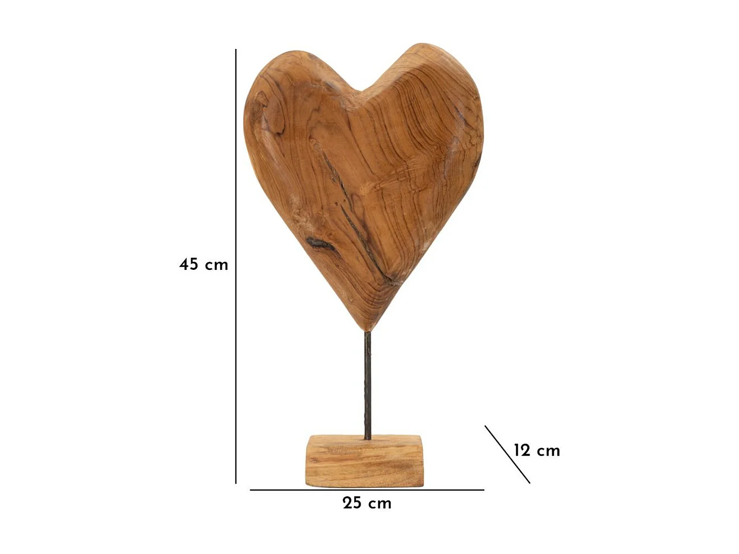 Rzeźba Serce 5, Brązowy, 25x12x45 cm, Epikasa