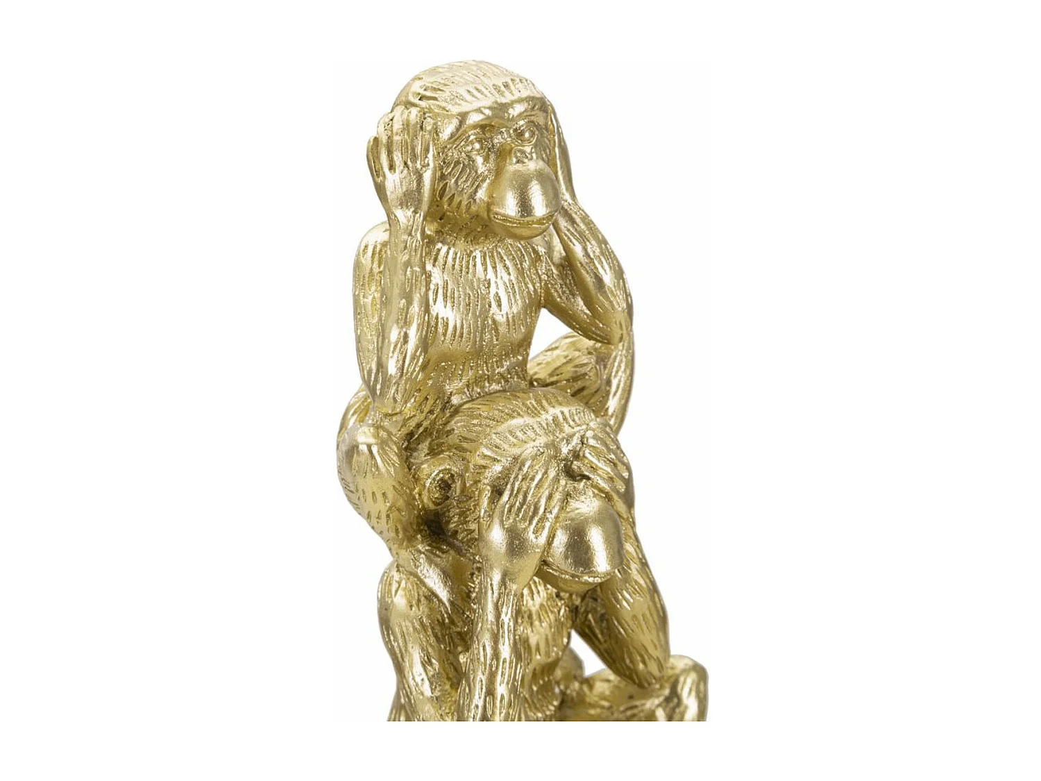 Escultura Macaco 12, Ouro, 10,5x10,5x30 cm, Seven Design