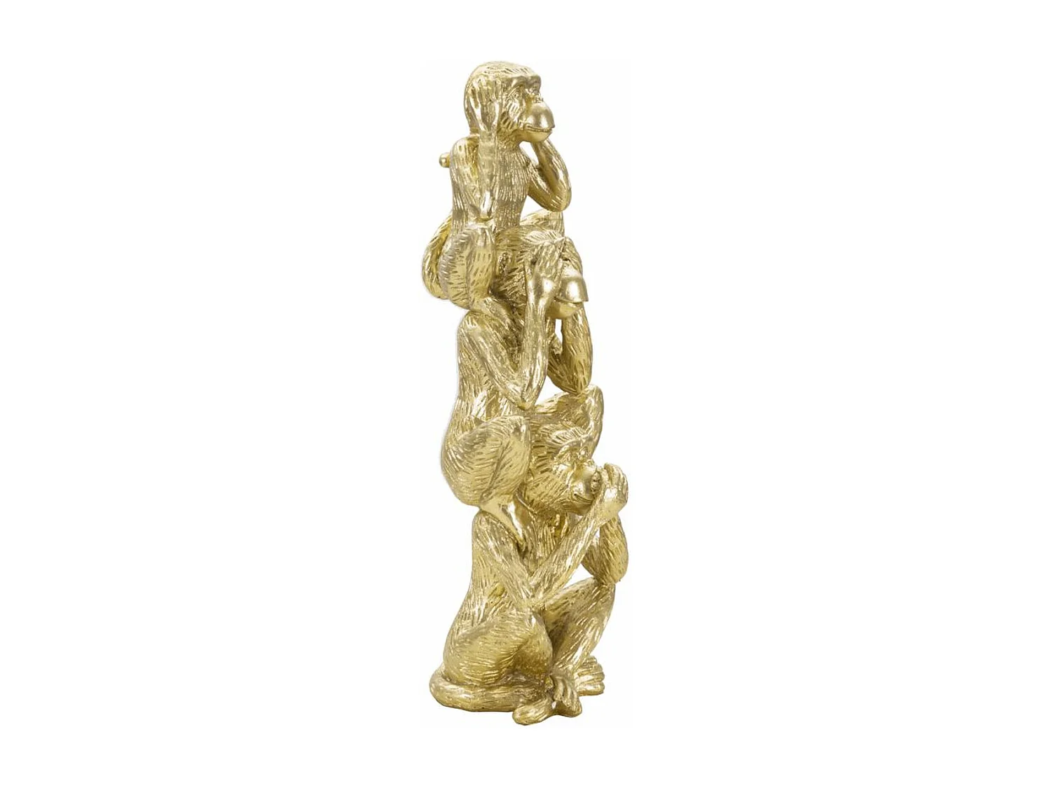 Escultura Macaco 12, Ouro, 10,5x10,5x30 cm, Seven Design