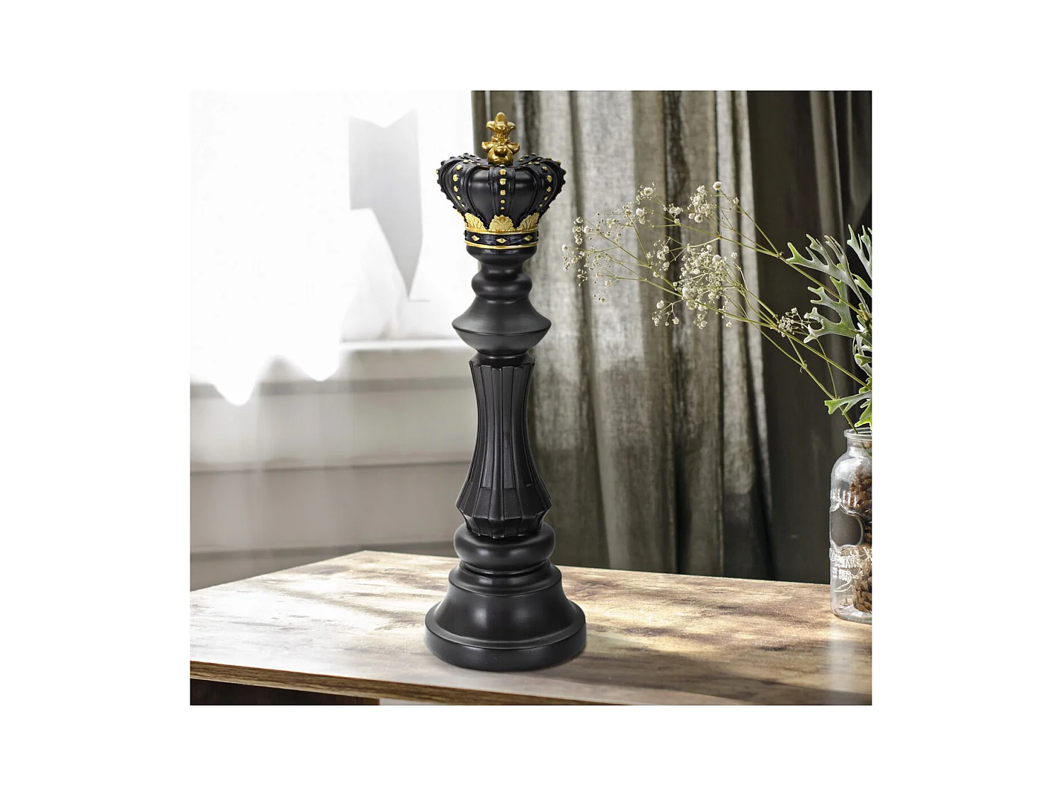 Escultura Xadrez 7, Preto, 13x13x40,5 cm, Epikasa