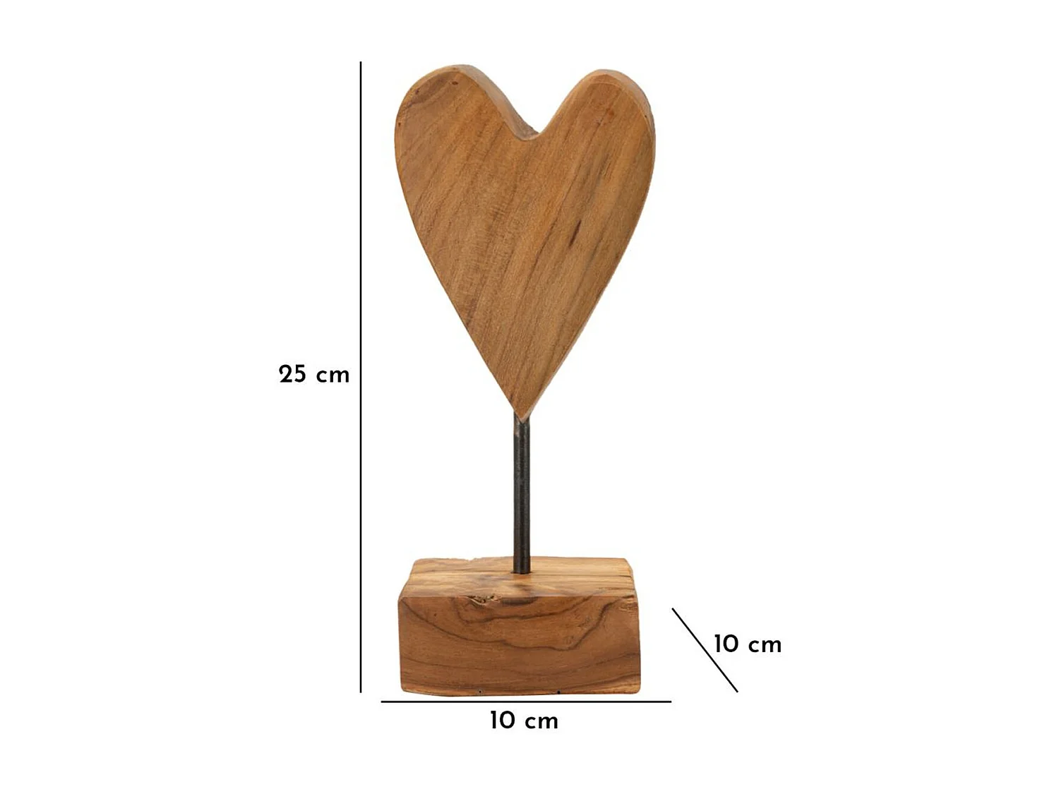 Sculpture Cœur 10, Marron, 10x10x25 cm, Seven Design