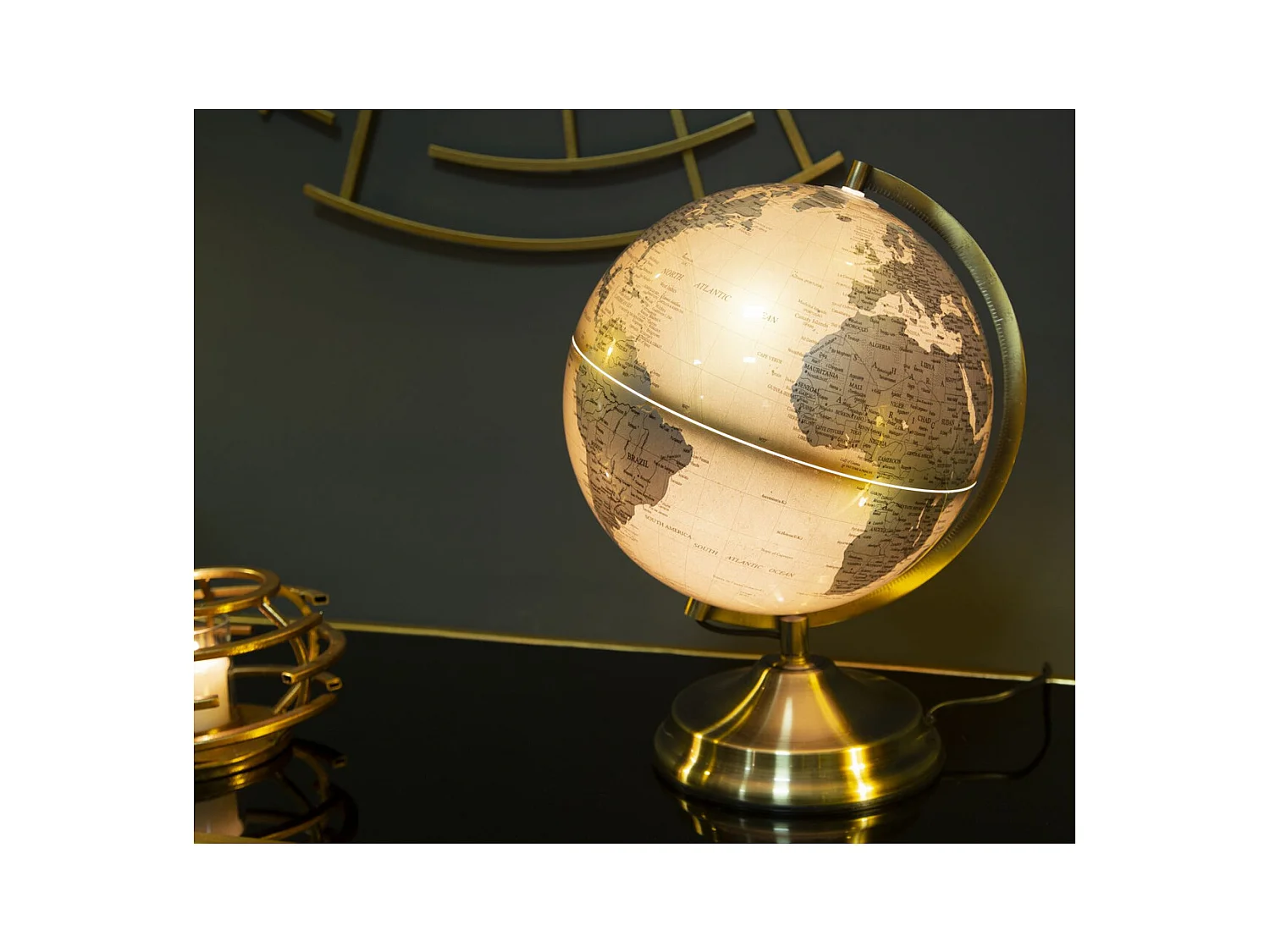 Globe de Table MF220, Or, 25x25x38 cm, Epikasa