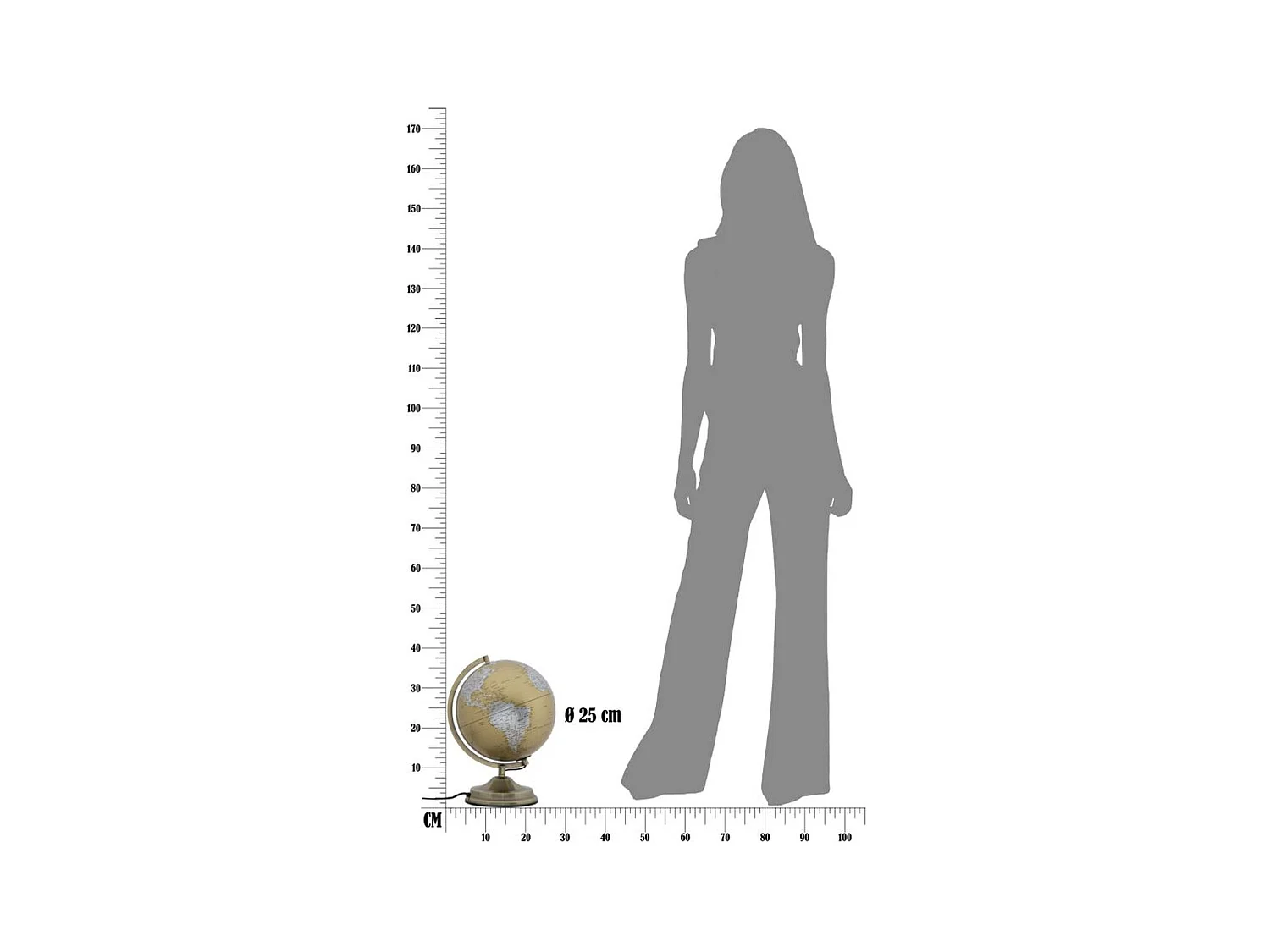 Globe de Table MF220, Or, 25x25x38 cm, Epikasa