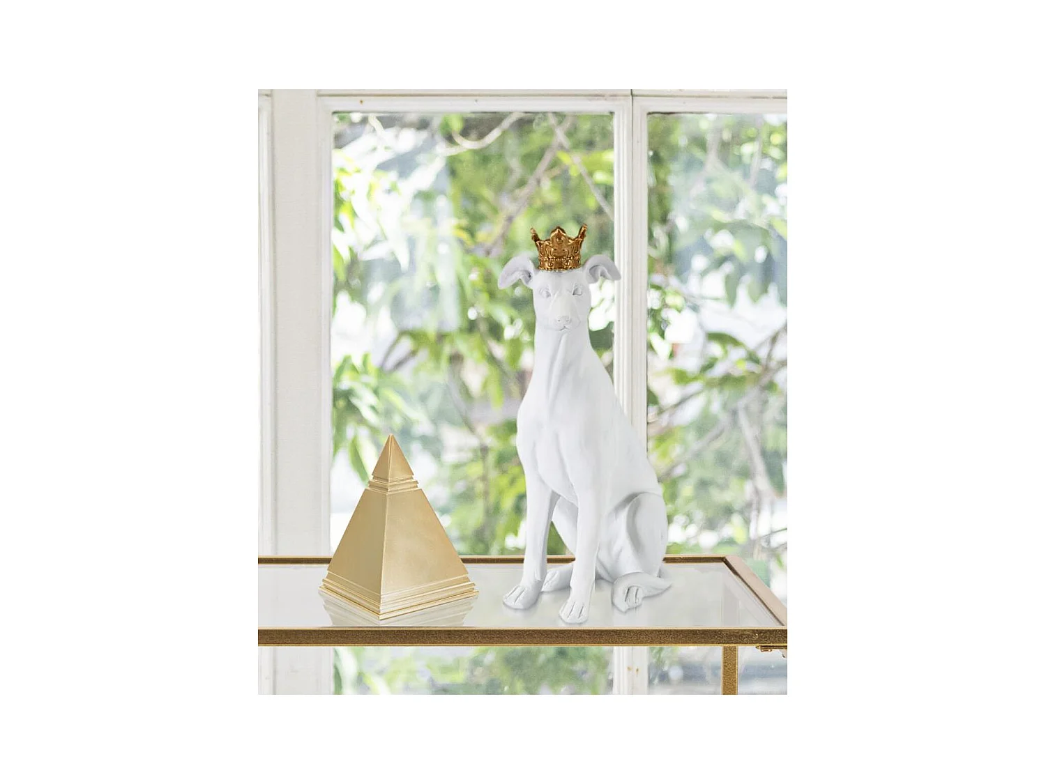 Rzeźba Pies 2, Biały, 20x12,5x33 cm, Epikasa