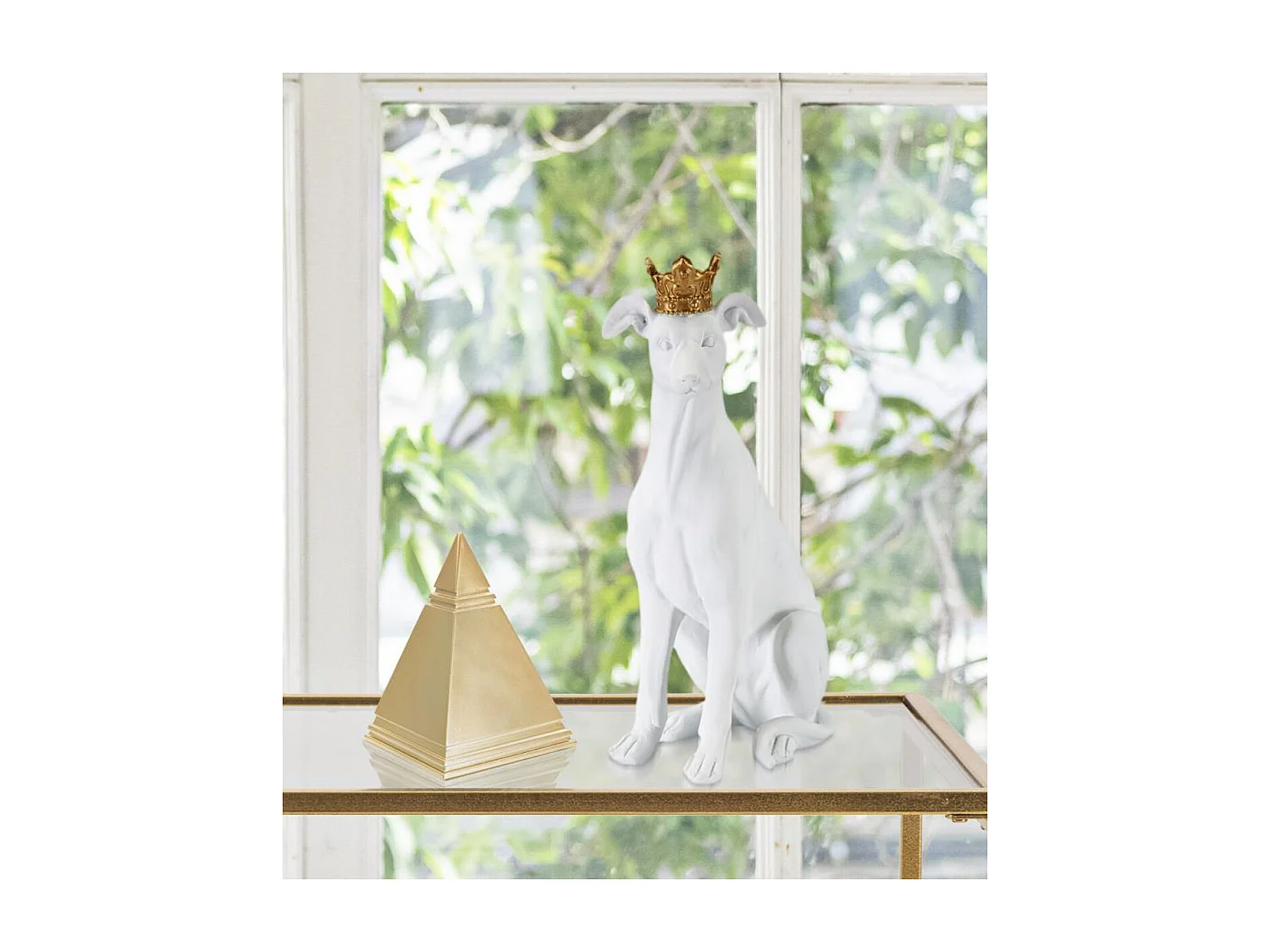 Sculpture Chien 2, Blanc, 20x12,5x33 cm, Seven Design