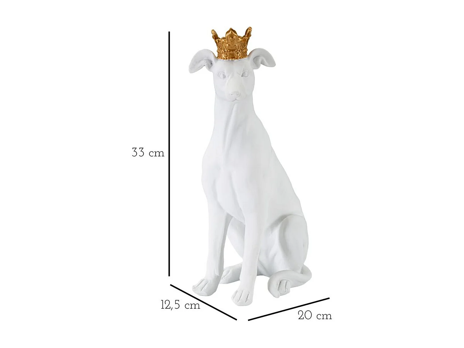 Sculpture Chien 2, Blanc, 20x12,5x33 cm, Seven Design