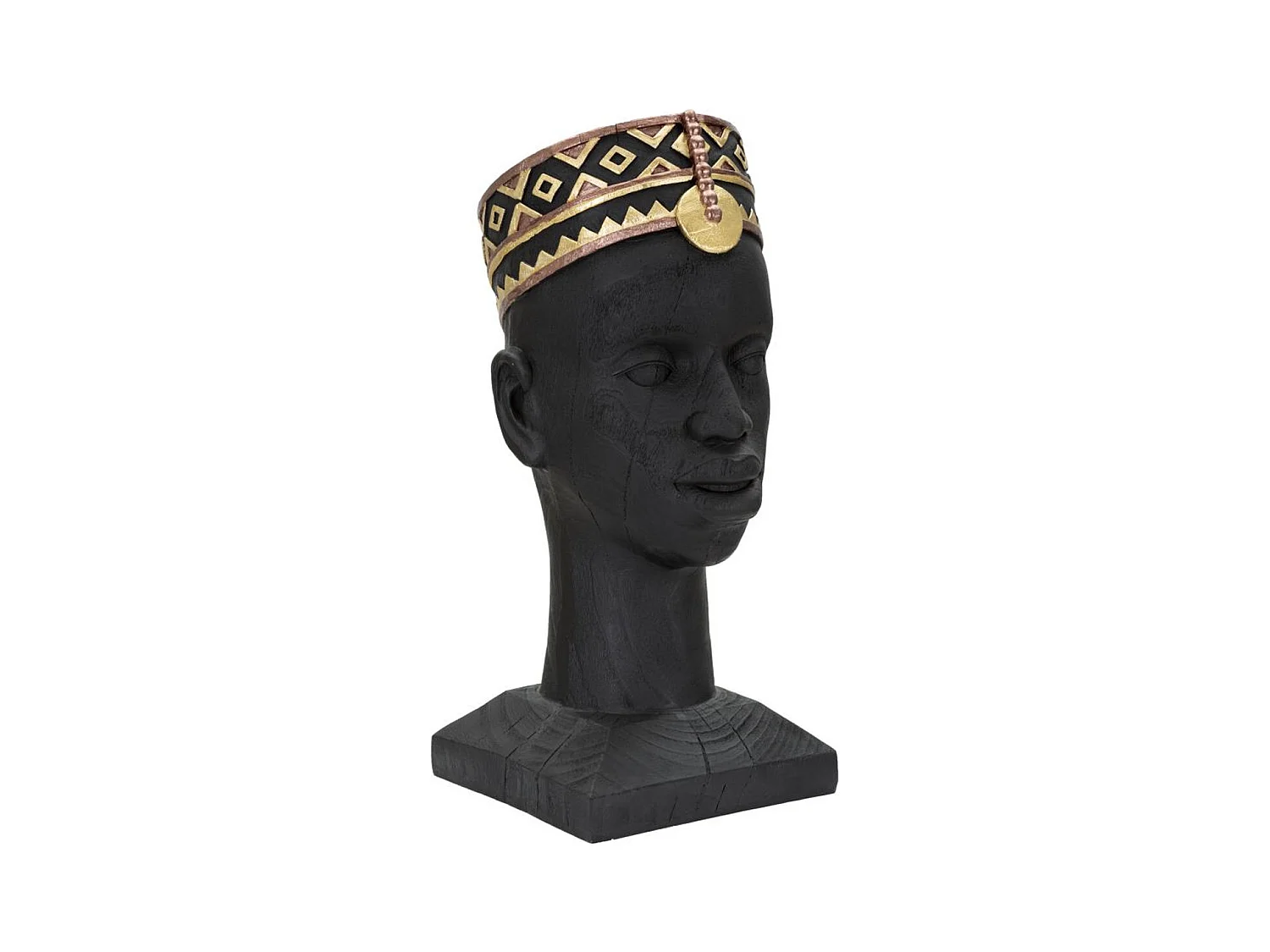 Escultura África 5, Preto, 25x25x56 cm, Epikasa
