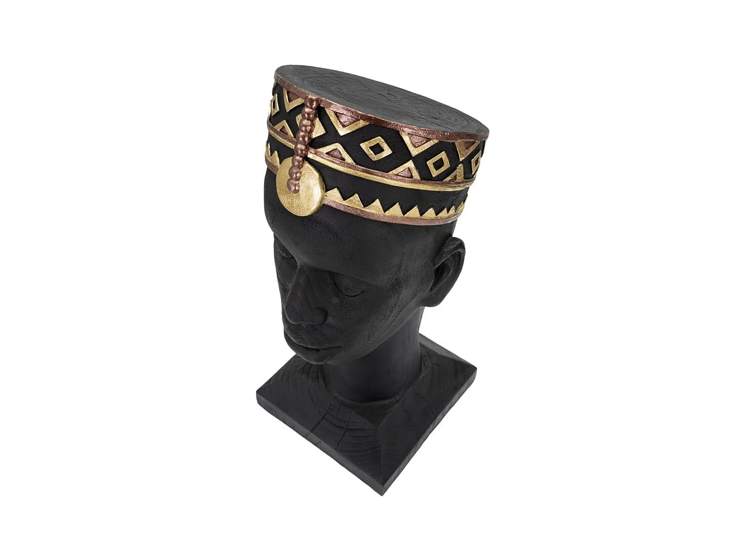 Escultura África 5, Preto, 25x25x56 cm, Epikasa