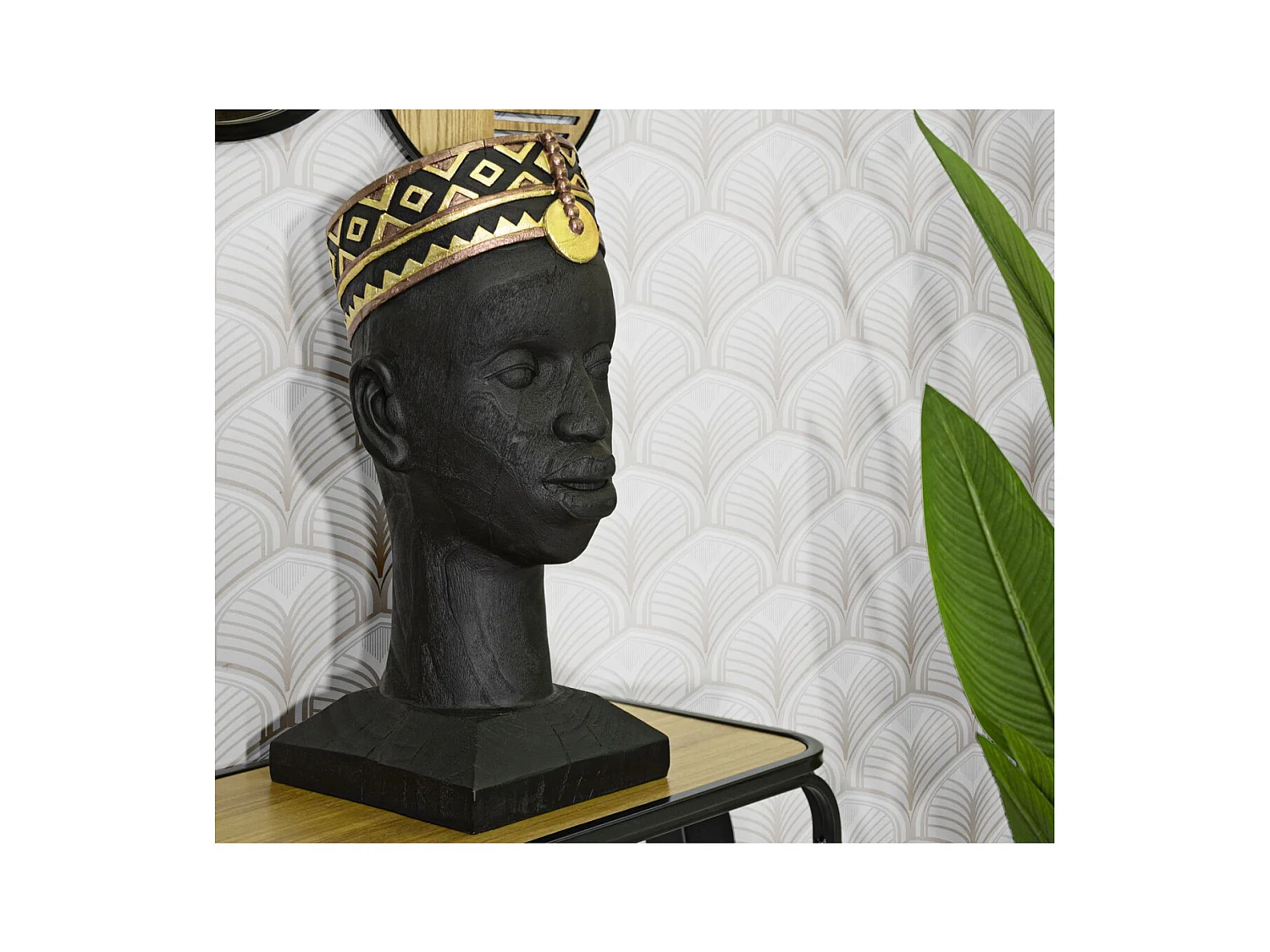 Escultura África 5, Preto, 25x25x56 cm, Epikasa