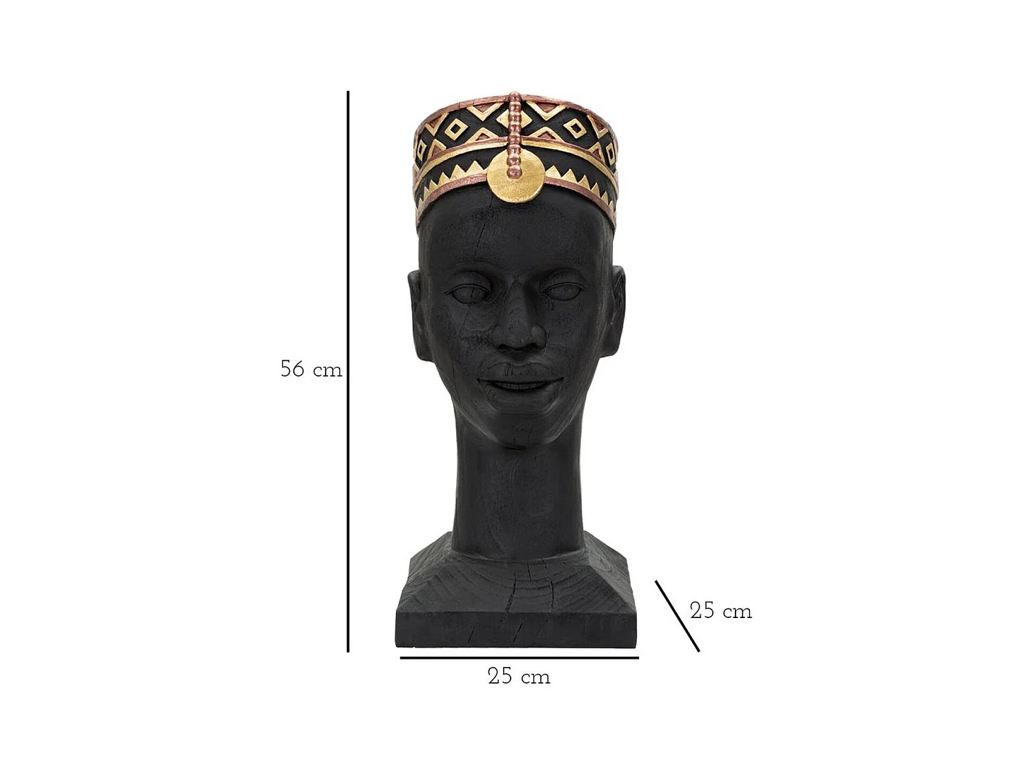 Escultura África 5, Preto, 25x25x56 cm, Epikasa