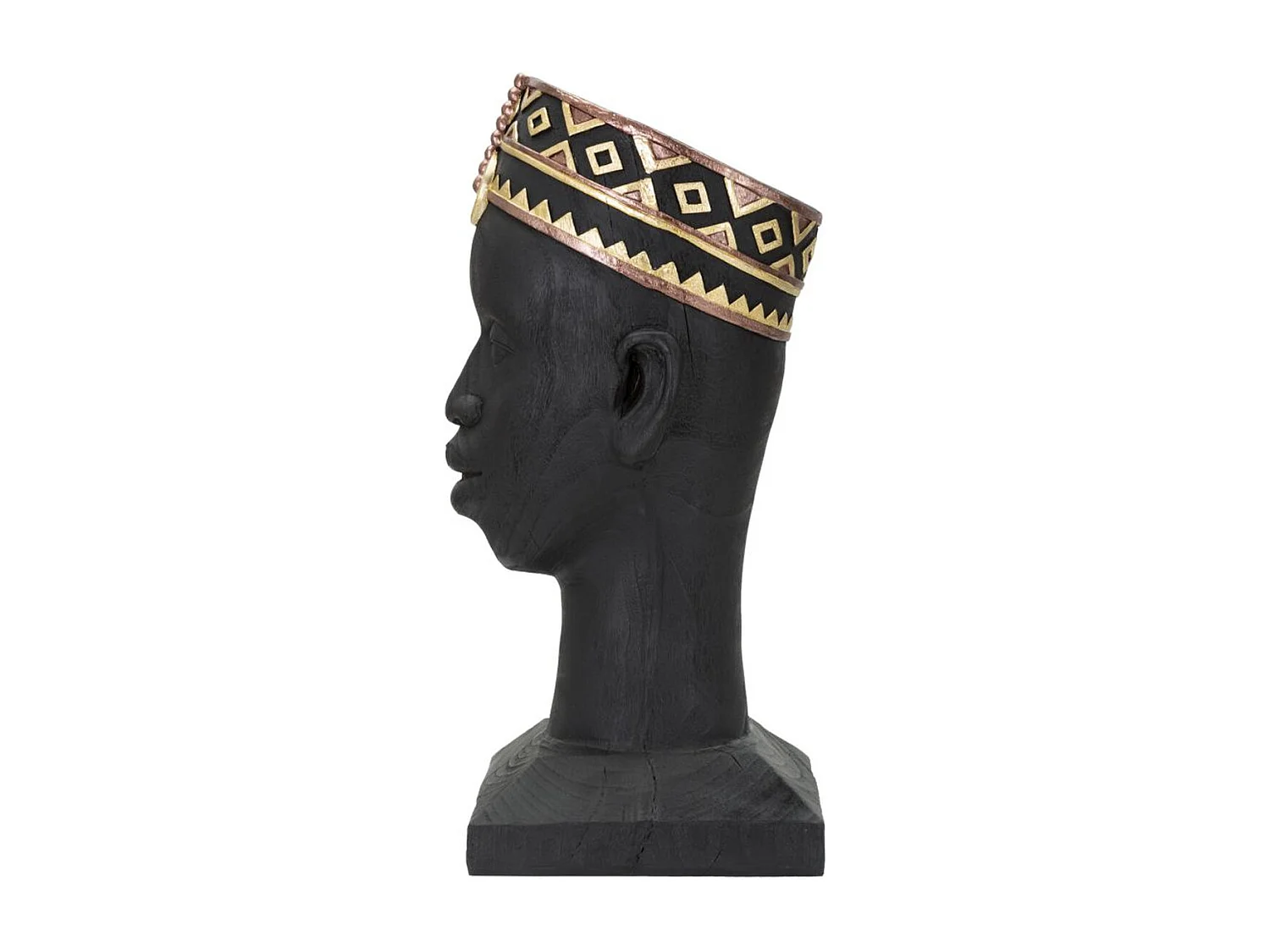 Sculpture Afrique 5, Noir, 25x25x56 cm, Seven Design