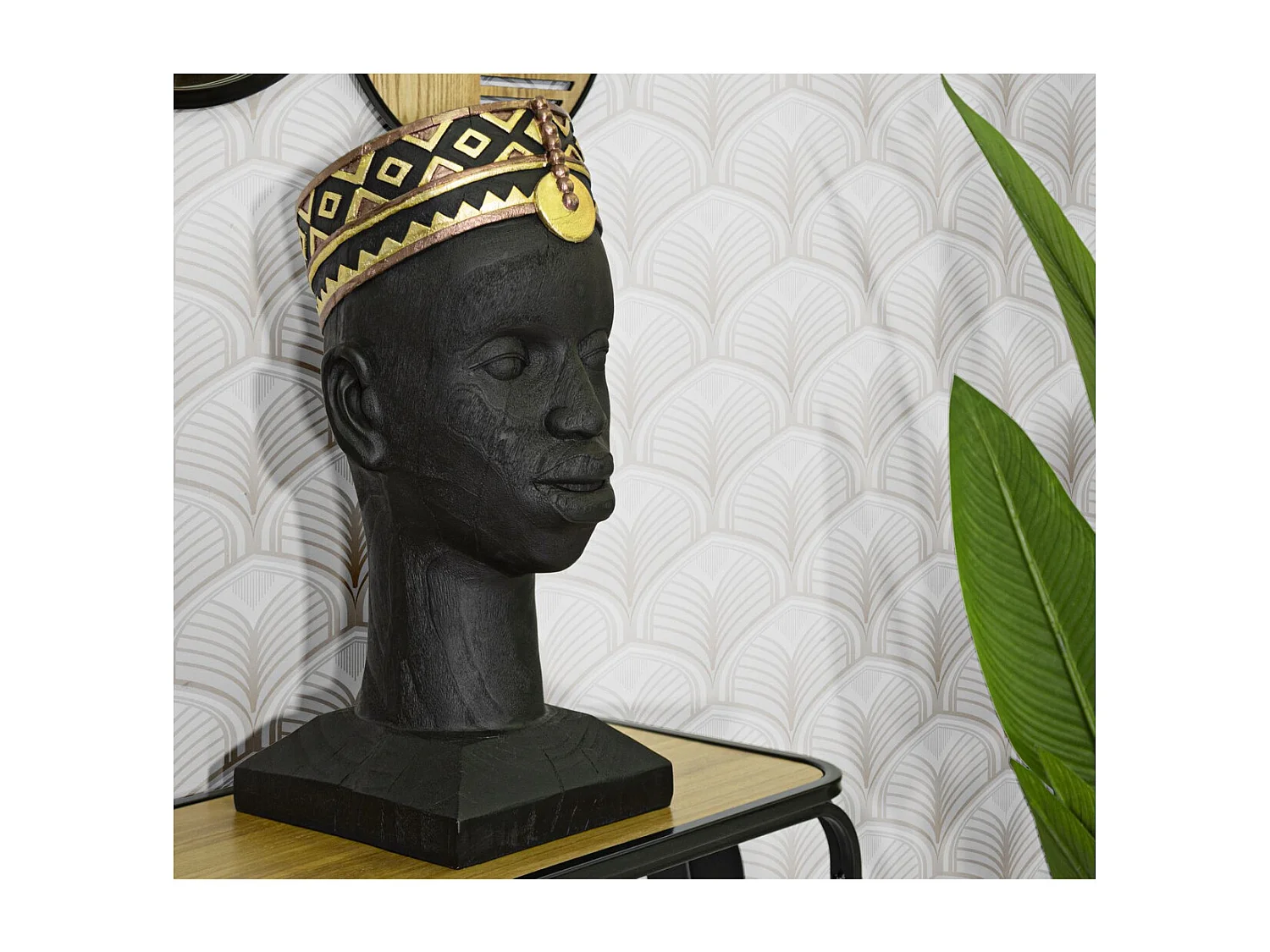 Sculpture Afrique 5, Noir, 25x25x56 cm, Seven Design