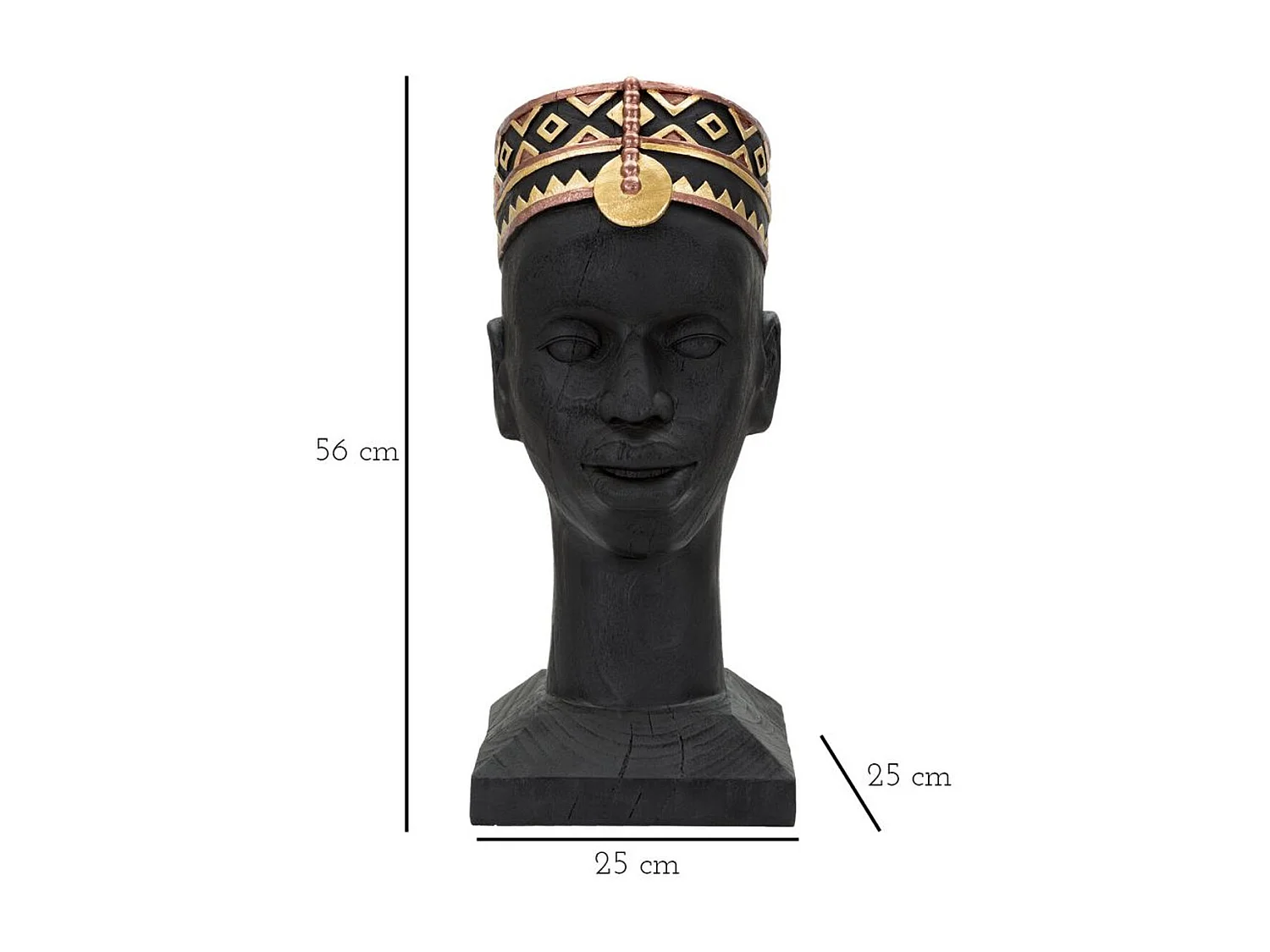 Sculpture Afrique 5, Noir, 25x25x56 cm, Seven Design