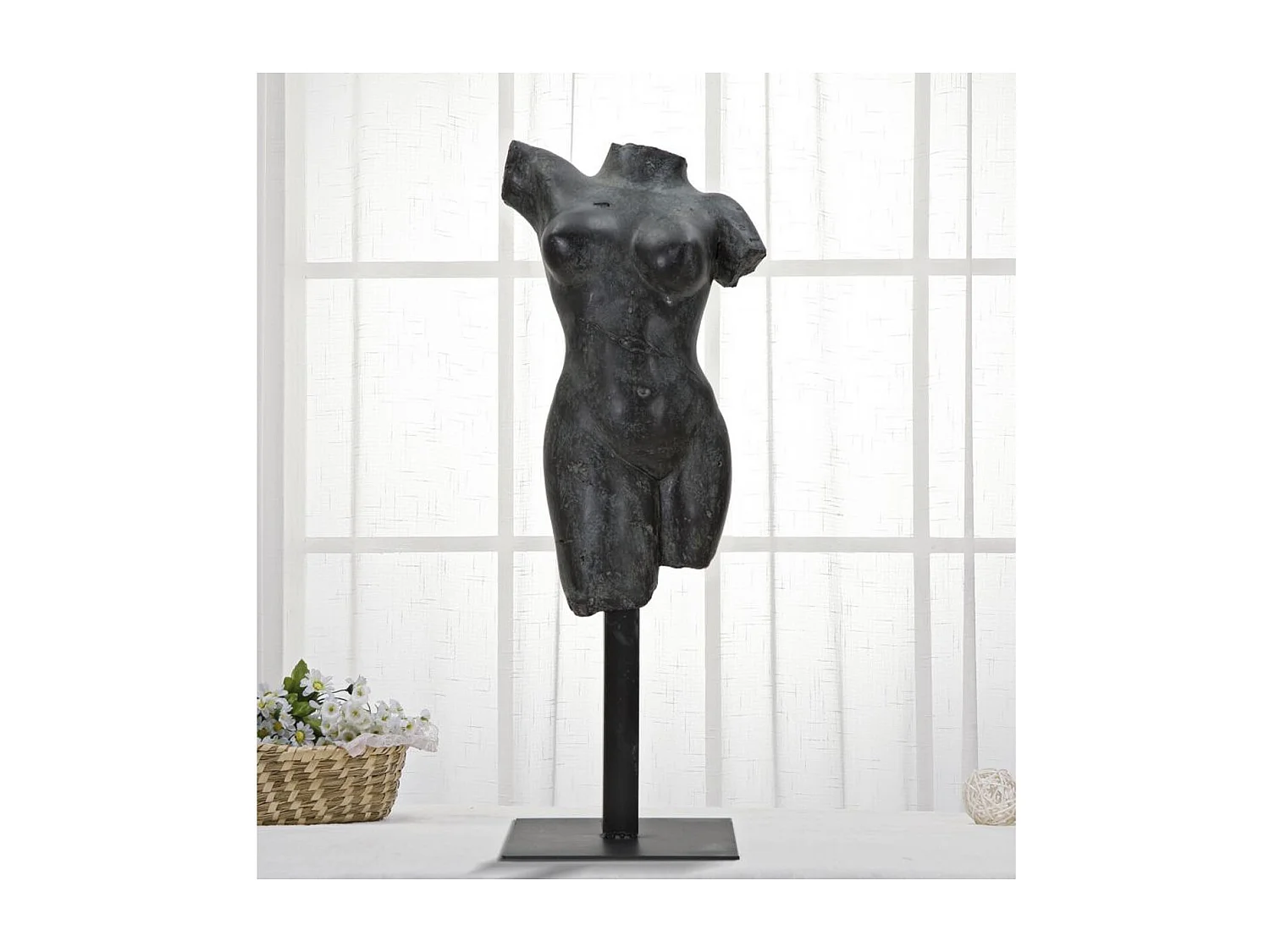 Sculpture Femme 2, Noir, 19x17x50 cm, Seven Design