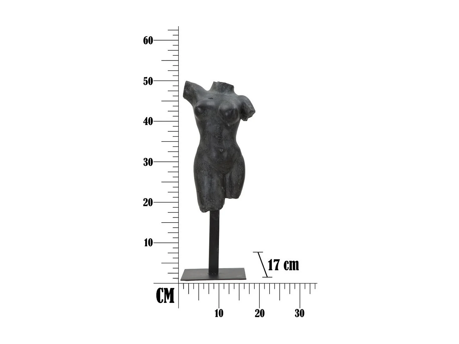 Escultura Mulher 2, Preto, 19x17x50 cm, Seven Design