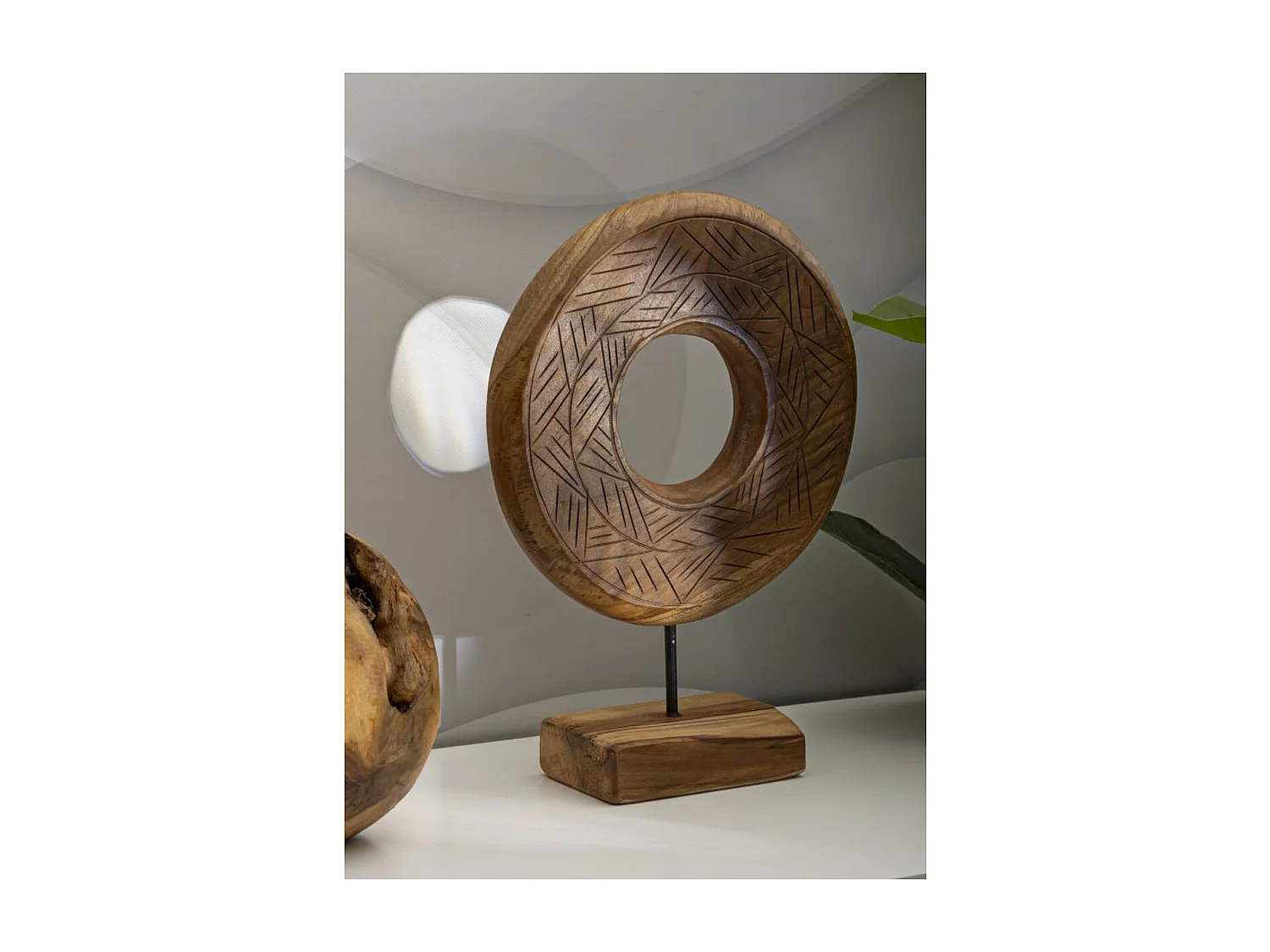 Sculpture Cercles 37, Marron, 28x10x38 cm, Epikasa