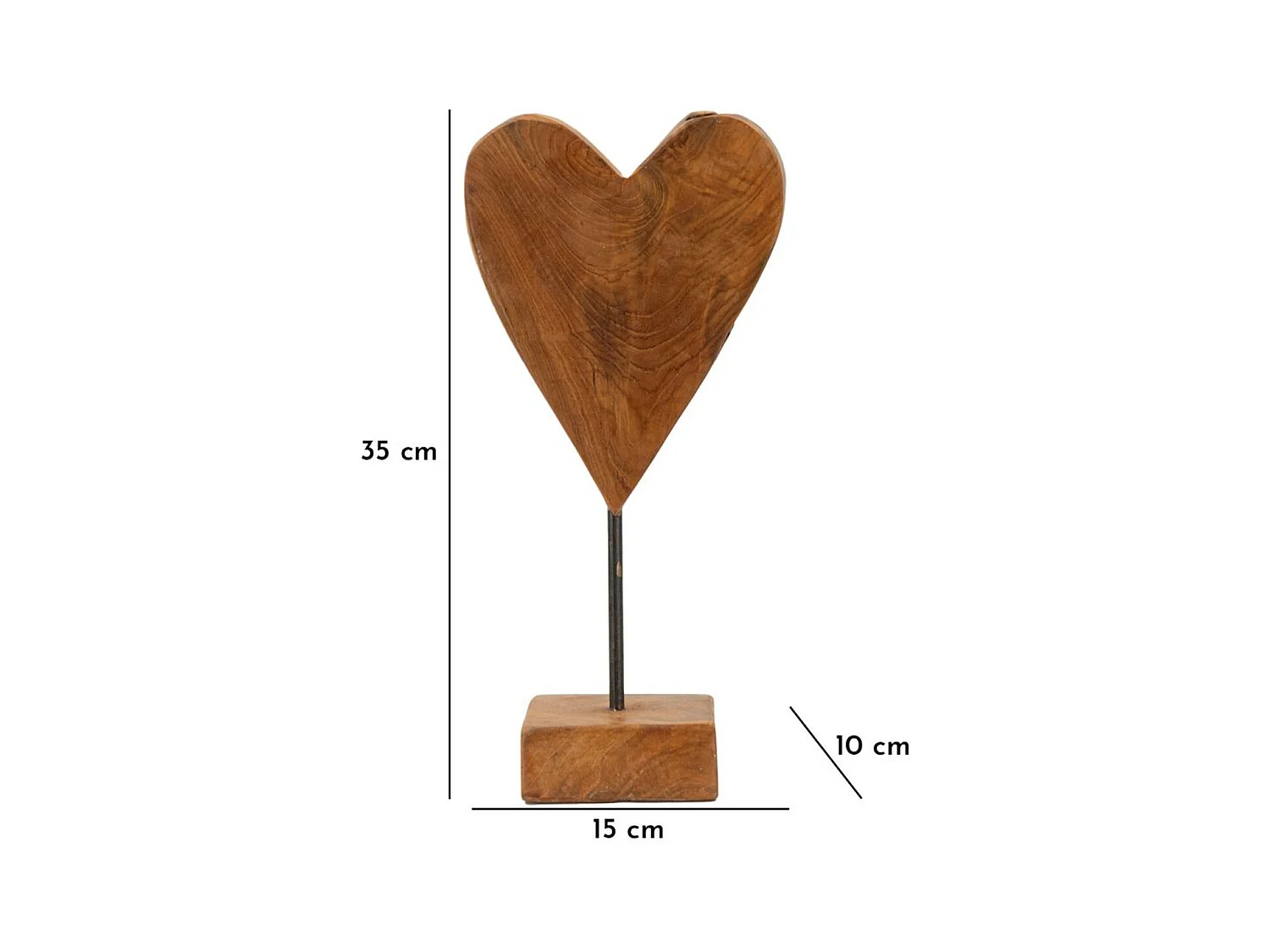 Beeldhouwwerk Hart 9, Bruin, 15x10x35 cm, Epikasa