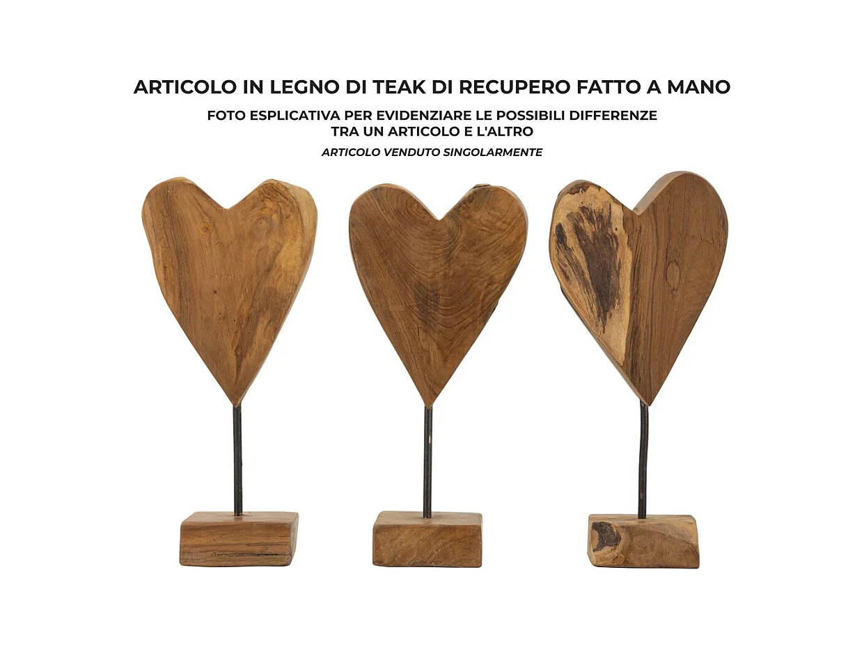 Beeldhouwwerk Hart 9, Bruin, 15x10x35 cm, Epikasa