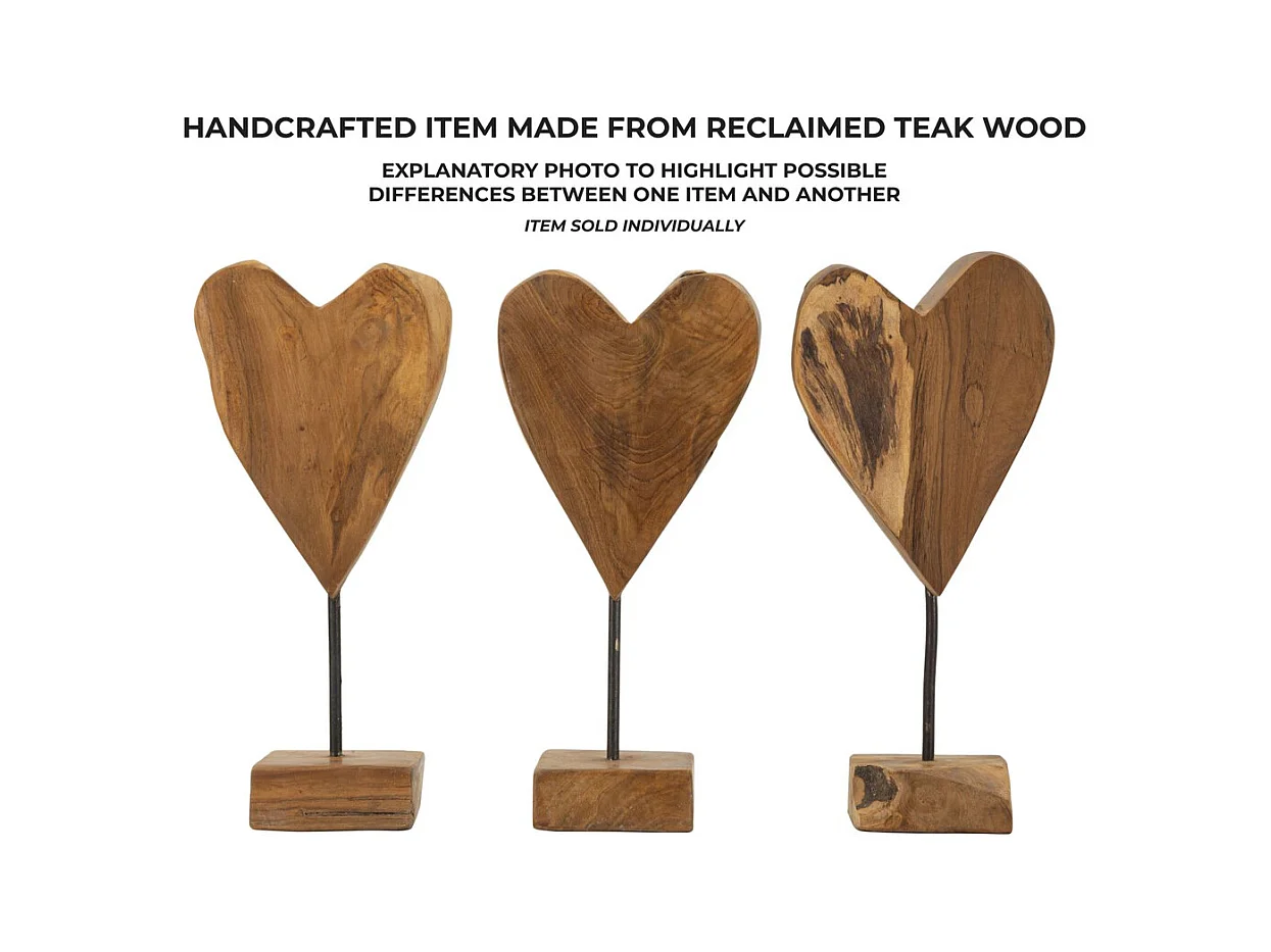 Beeldhouwwerk Hart 9, Bruin, 15x10x35 cm, Epikasa