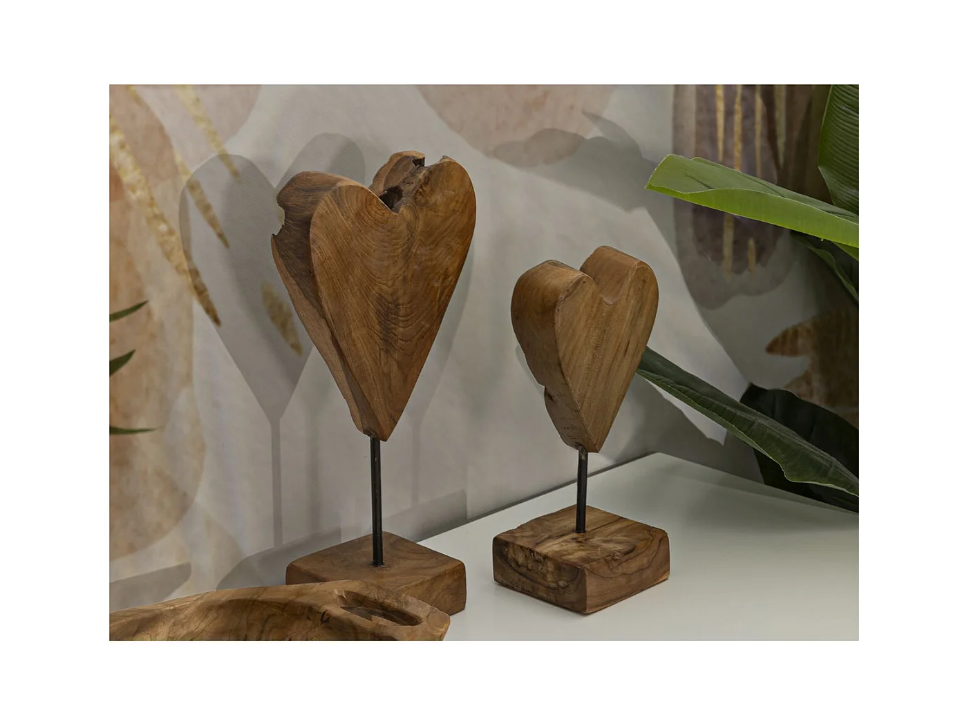 Beeldhouwwerk Hart 9, Bruin, 15x10x35 cm, Epikasa