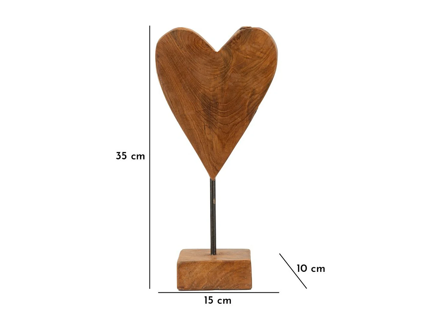 Rzeźba Serce 9, Brązowy, 15x10x35 cm, Seven Design