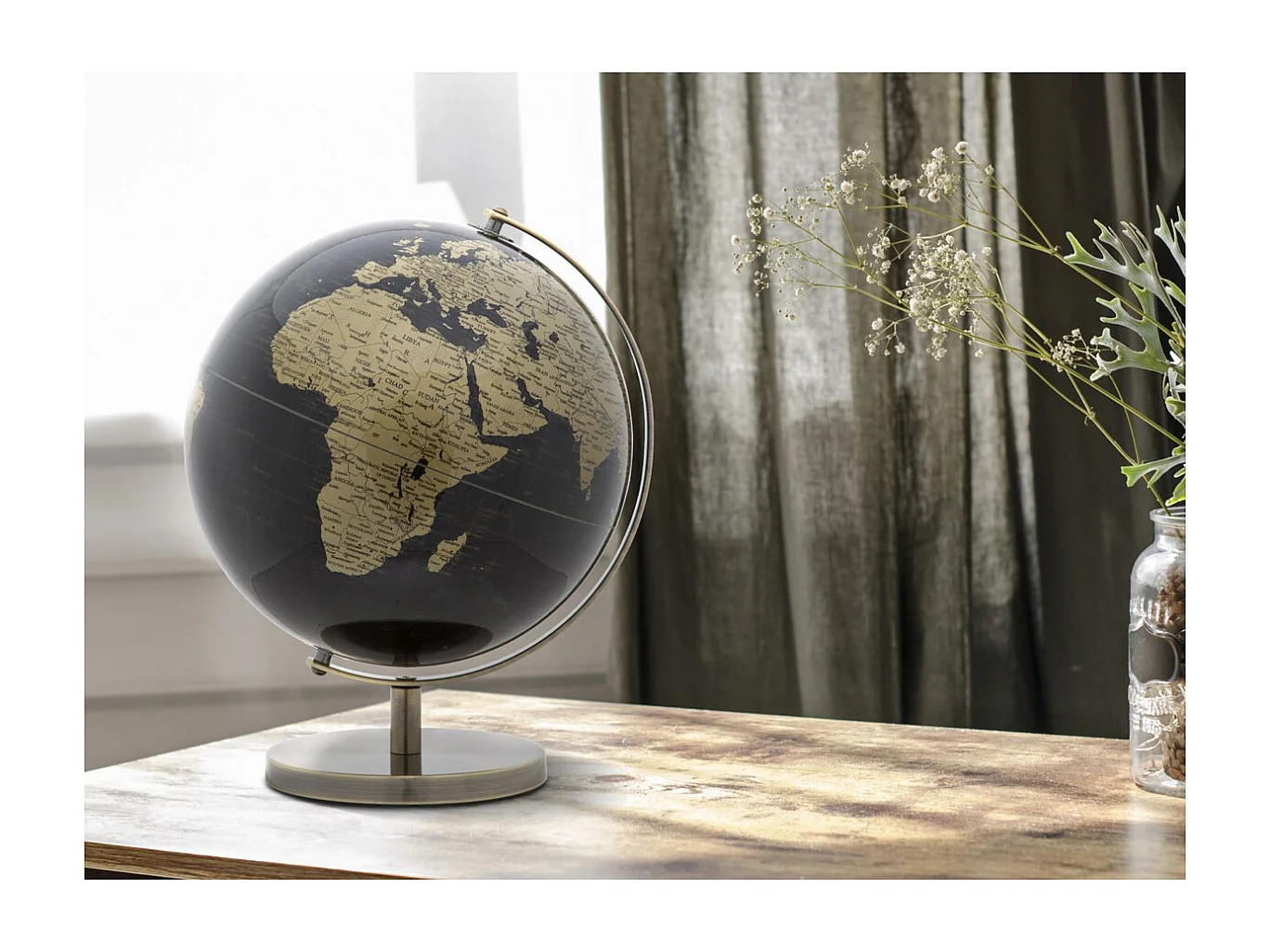 Globus Stołowy MF223, Złoto, 25x25x34 cm, Seven Design