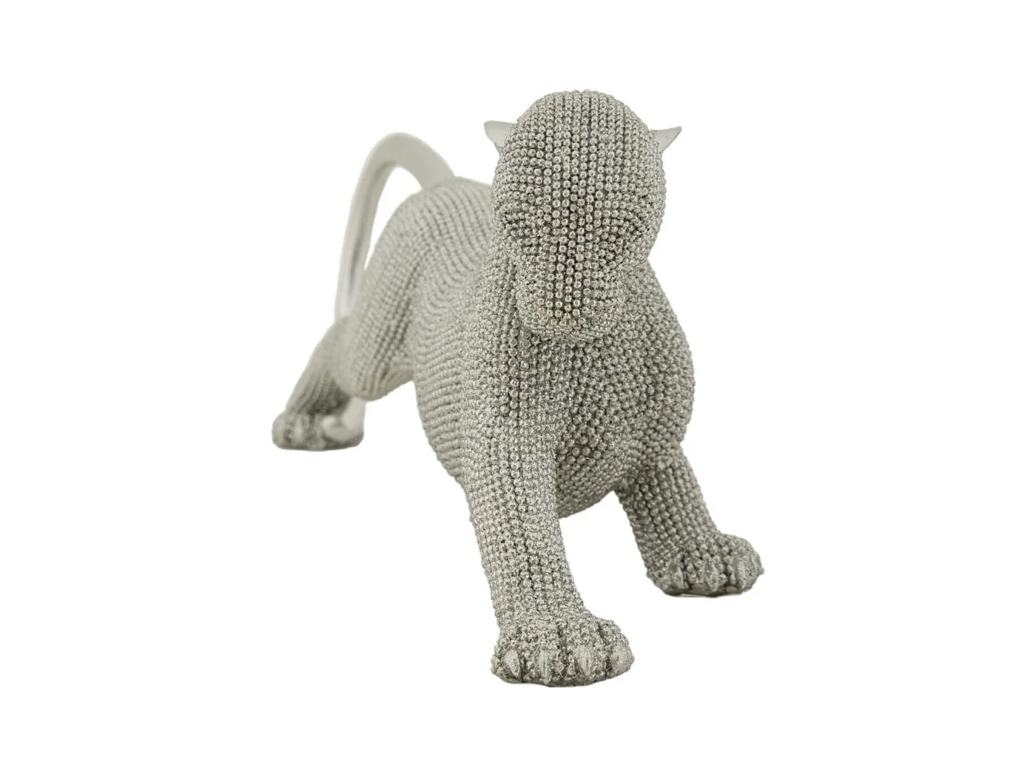 Beeldhouwwerk Katten 5, Zilver, 32x9x11 cm, Epikasa