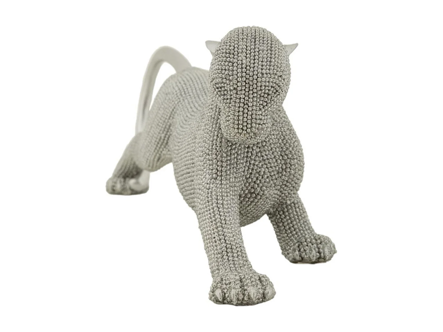 Rzeźba Koty 5, Srebrny, 32x9x11 cm, Seven Design