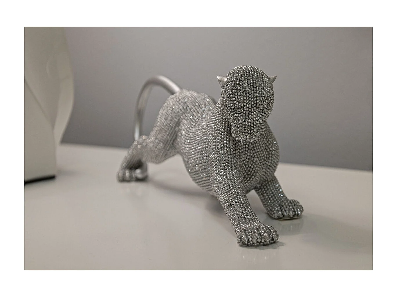 Rzeźba Koty 5, Srebrny, 32x9x11 cm, Seven Design