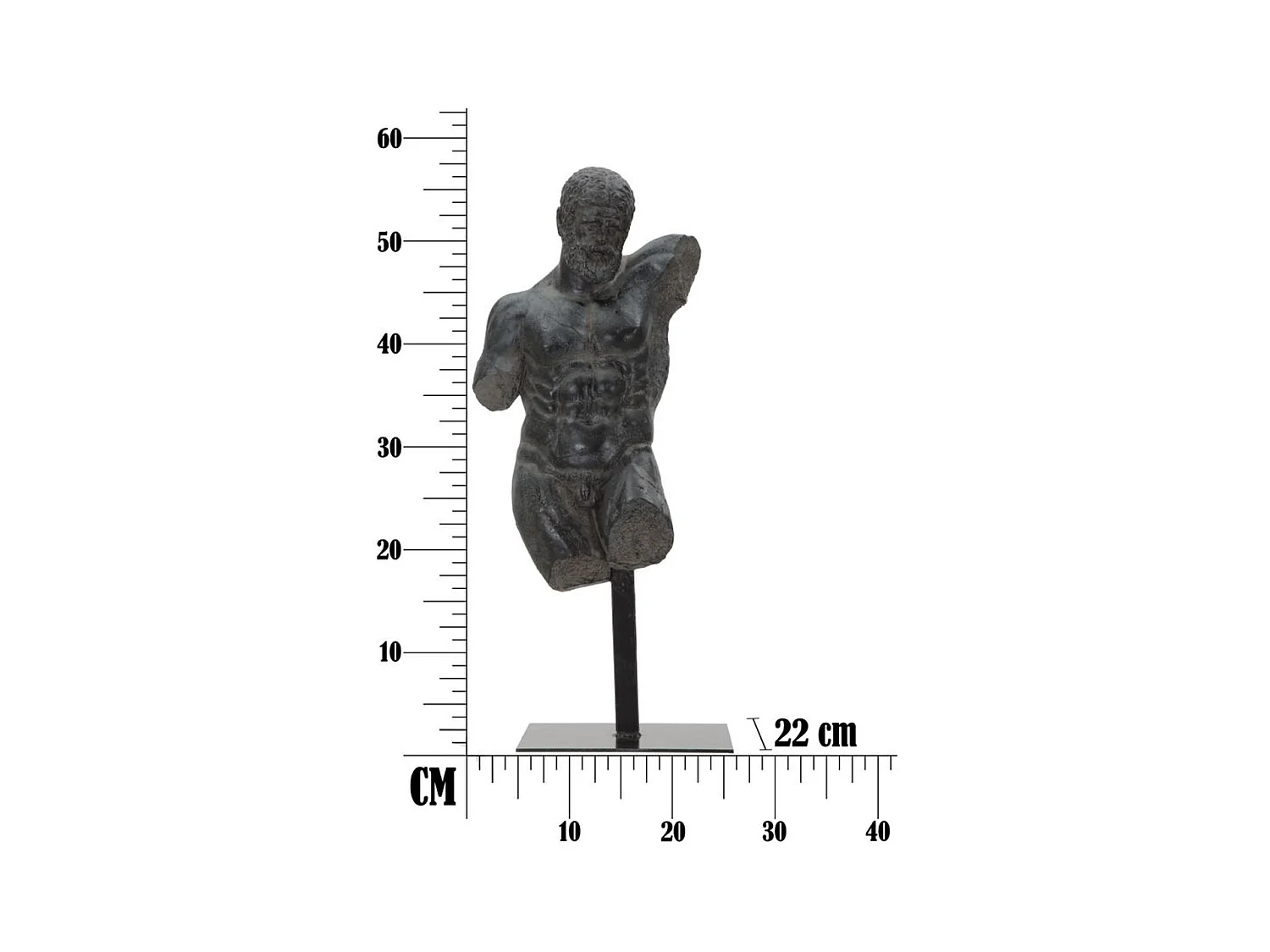 Sculpture Homme 1, Noir, 26x22x57,5 cm, Seven Design