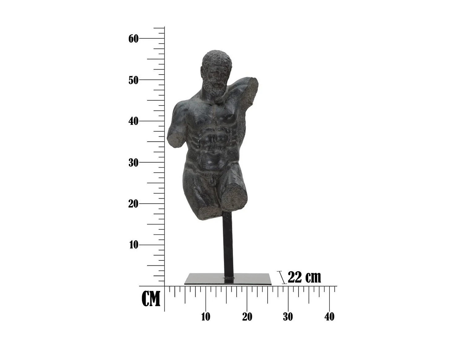 Beeldhouwwerk Man 1, Zwart, 26x22x57,5 cm, Seven Design