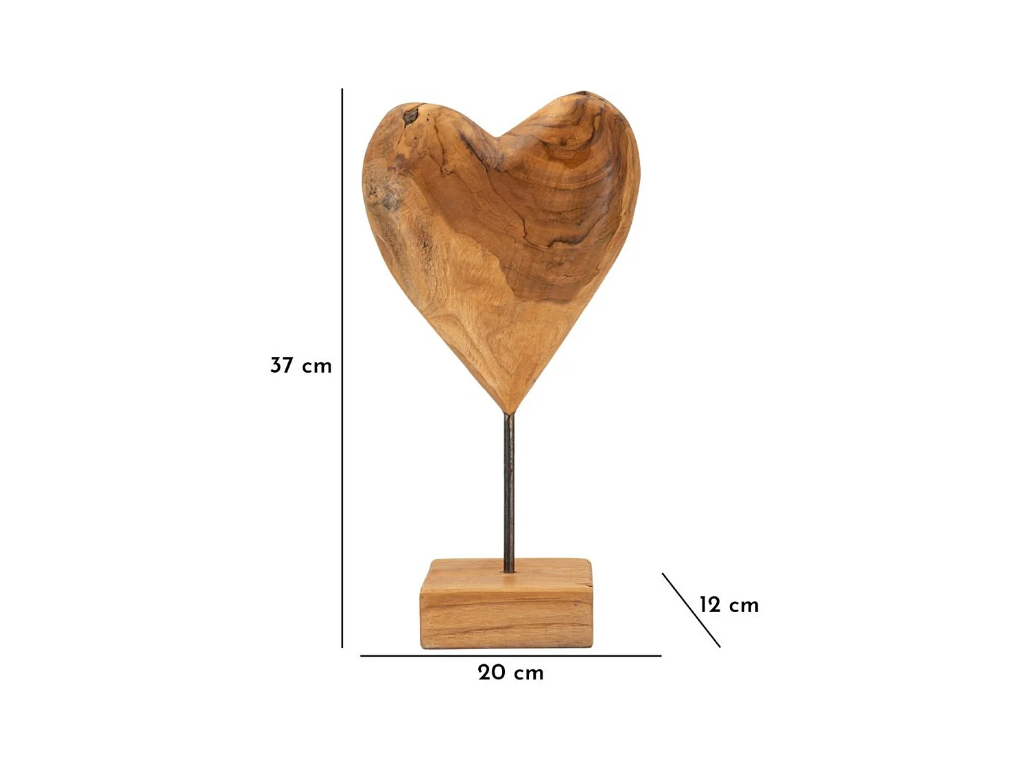 Rzeźba Serce 6, Brązowy, 20x12x37 cm, Epikasa