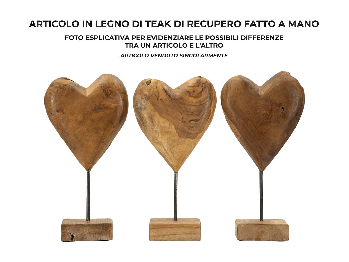 Sculpture Cœur 6, Marron, 20x12x37 cm, Seven Design