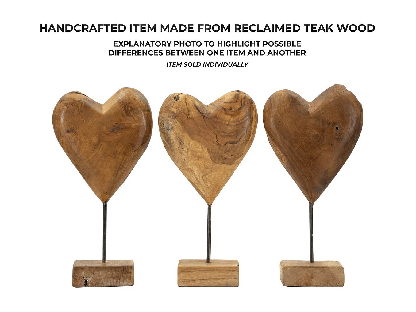 Sculpture Cœur 6, Marron, 20x12x37 cm, Seven Design