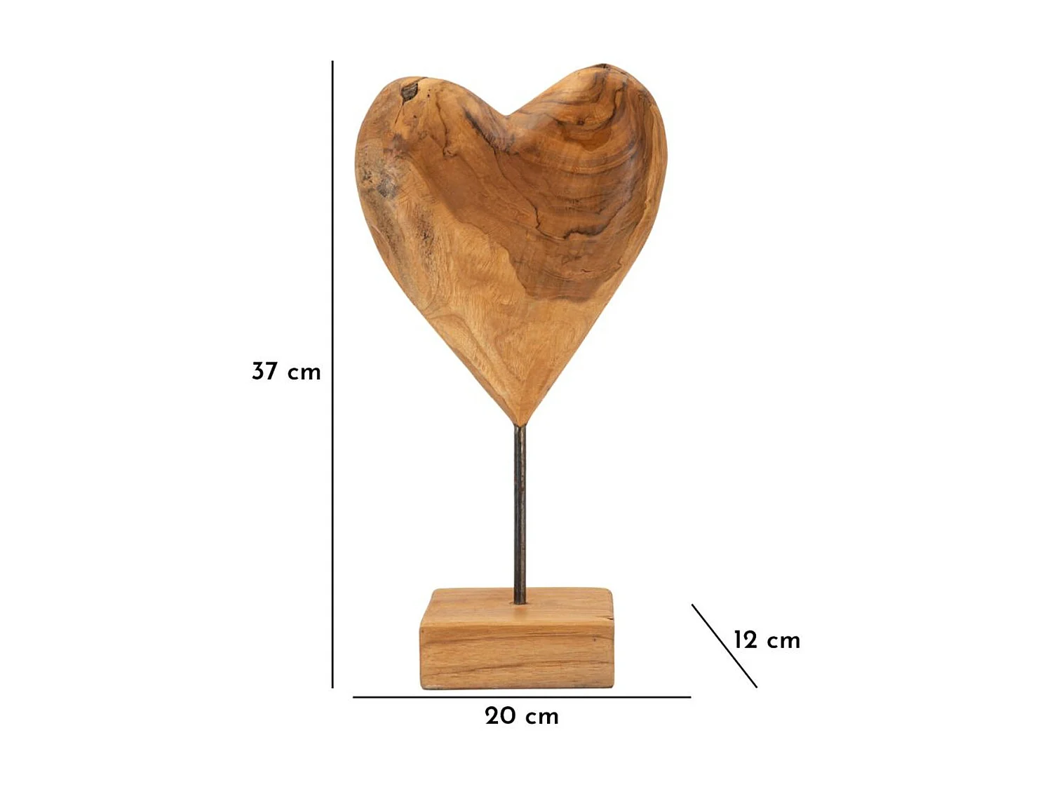 Sculpture Cœur 6, Marron, 20x12x37 cm, Seven Design