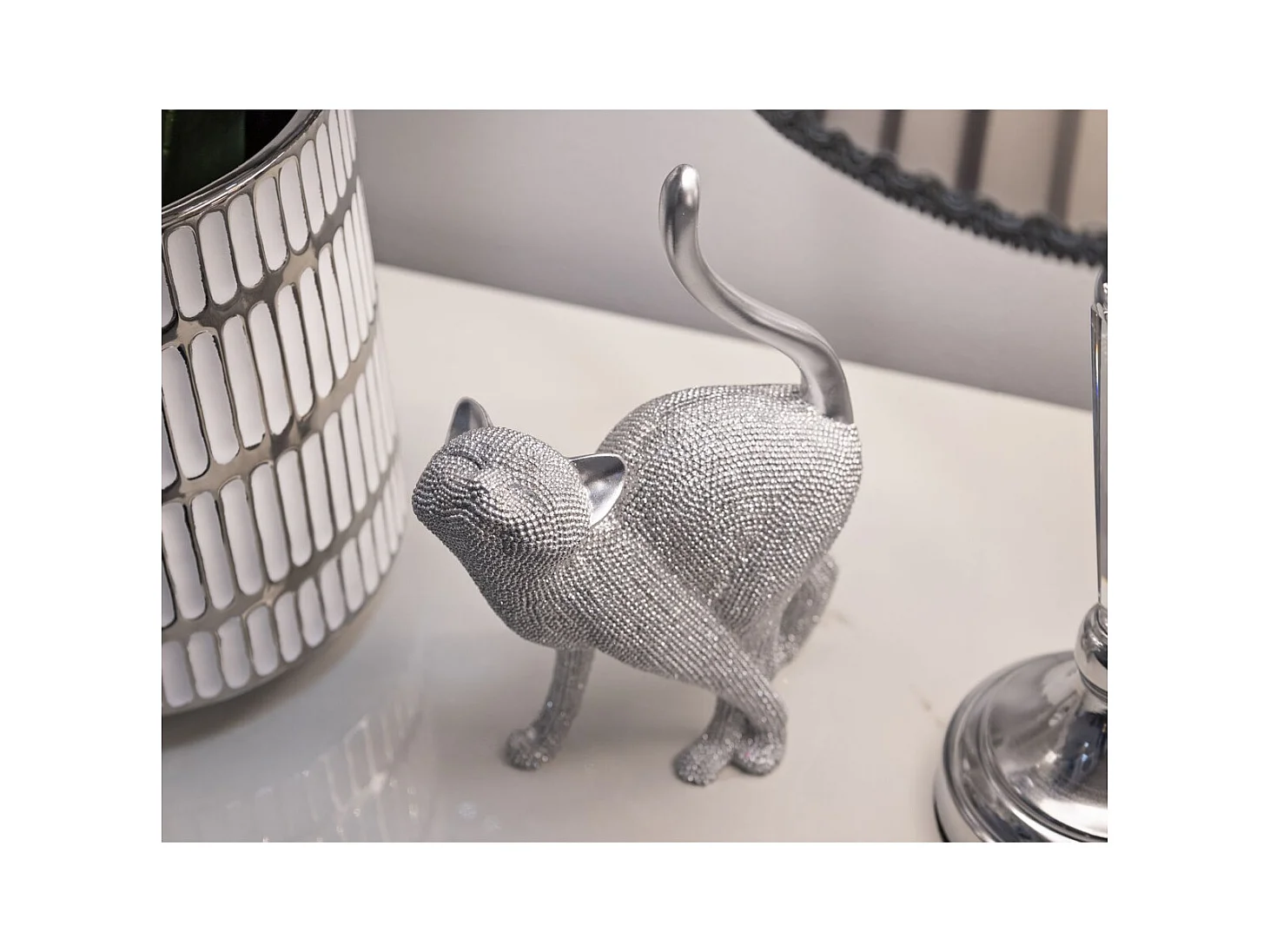 Sculpture Chats 4, Argent, 17,5x9x26 cm, Epikasa