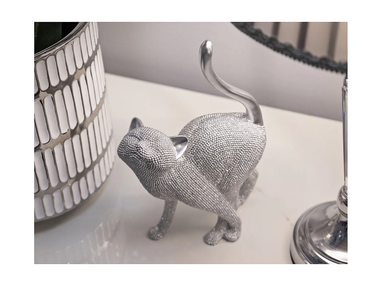 Rzeźba Koty 4, Srebrny, 17,5x9x26 cm, Seven Design