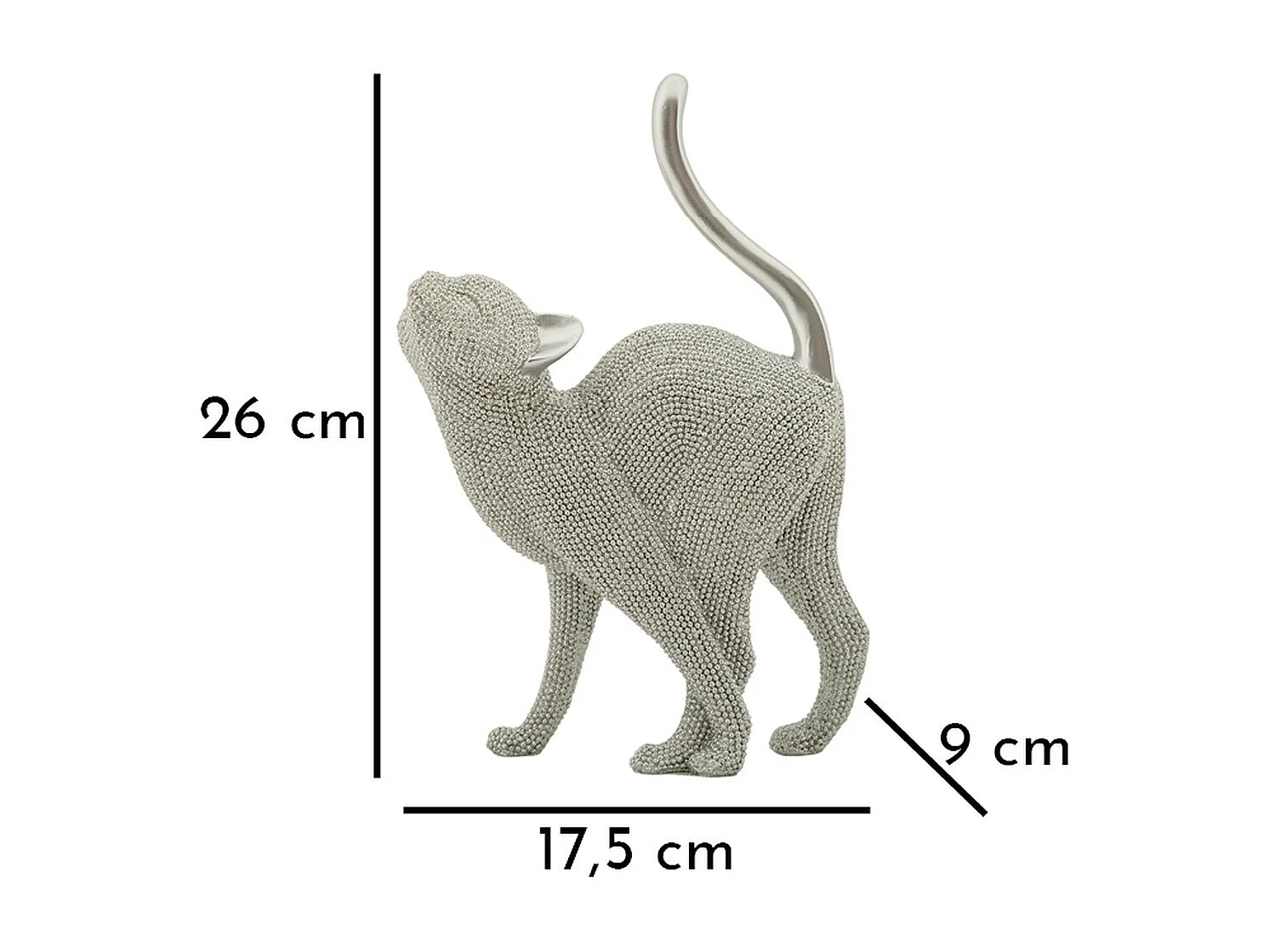 Rzeźba Koty 4, Srebrny, 17,5x9x26 cm, Seven Design