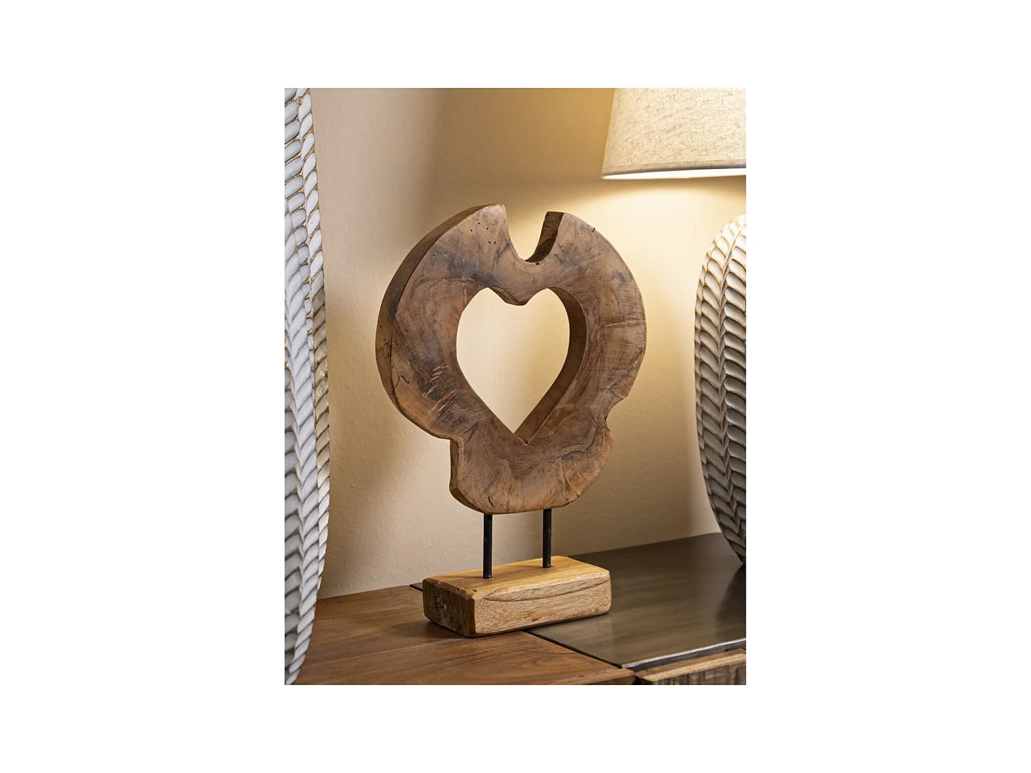 Scultura Cuore 7, Marrone, 28x10x38 cm, Epikasa