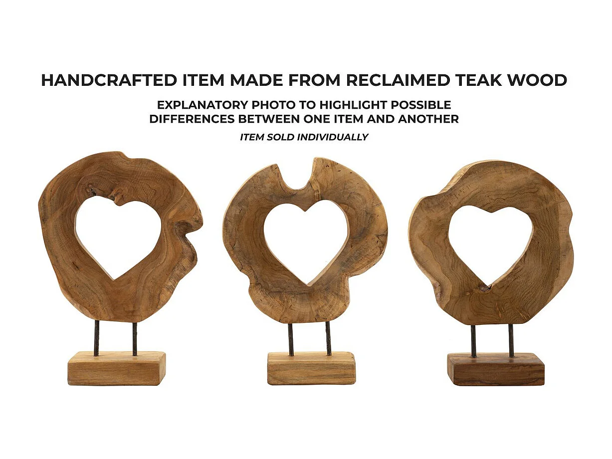 Sculpture Cœur 7, Marron, 28x10x38 cm, Seven Design