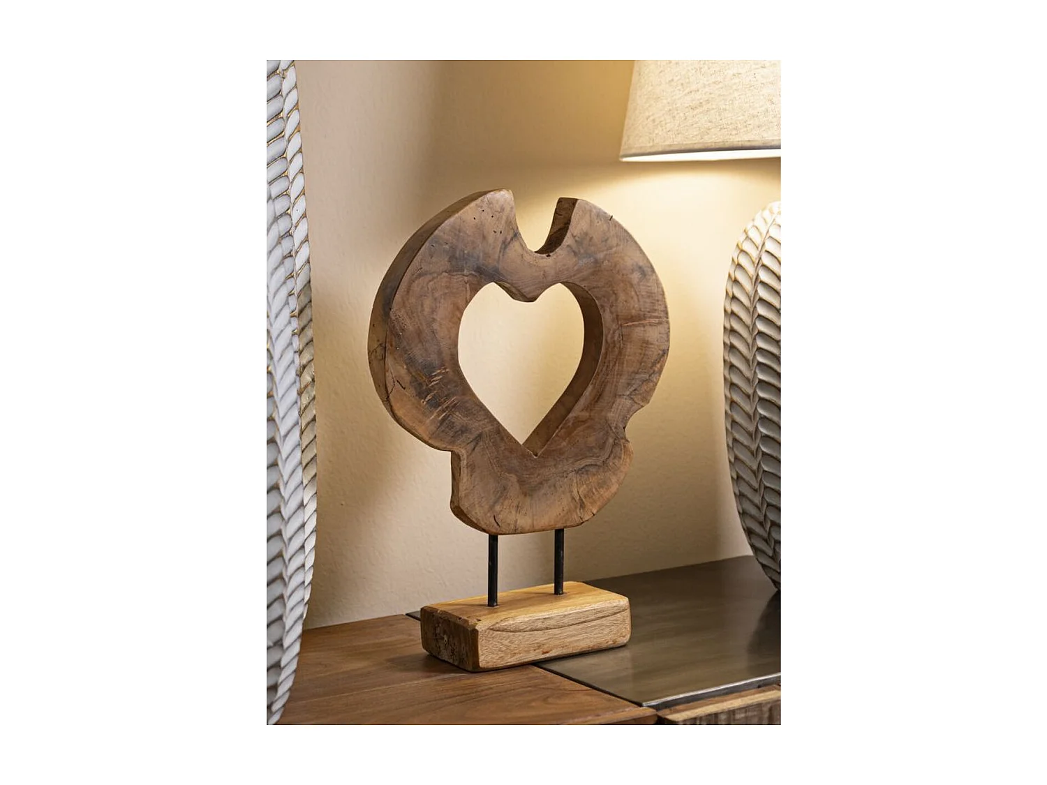 Sculpture Cœur 7, Marron, 28x10x38 cm, Seven Design