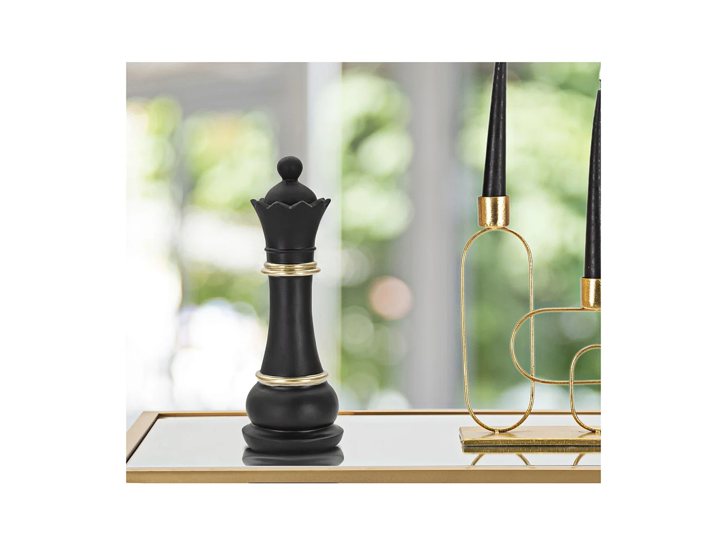 Beeldhouwwerk Schaken 14, Zwart, 9x9x25,5 cm, Epikasa