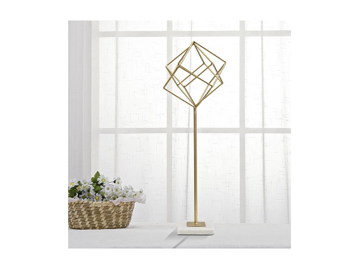 Rzeźba Sześciany 1, Złoto, 16x18x52,5 cm, Seven Design
