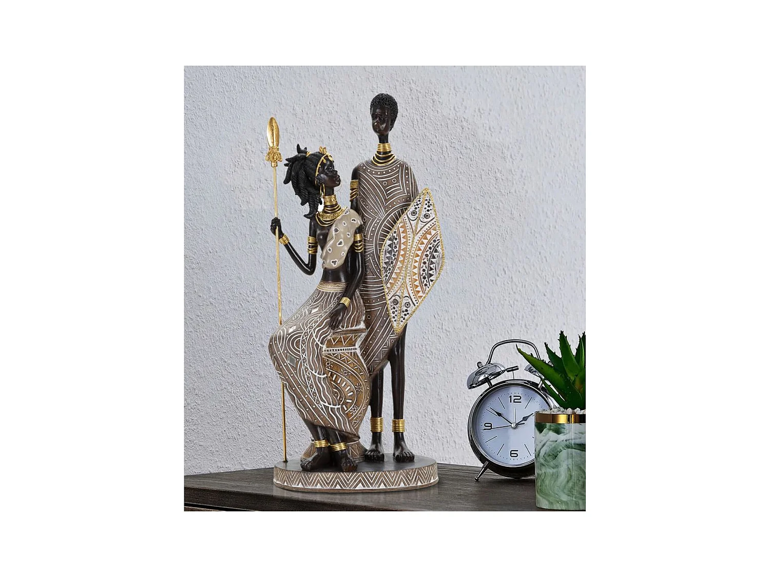 Beeldhouwwerk Africa 10, Veelkleurig, 16x11,5x38 cm, Epikasa