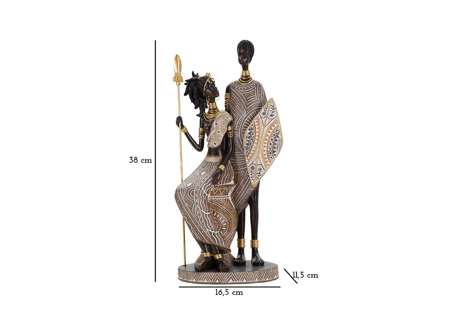 Beeldhouwwerk Africa 10, Veelkleurig, 16x11,5x38 cm, Epikasa